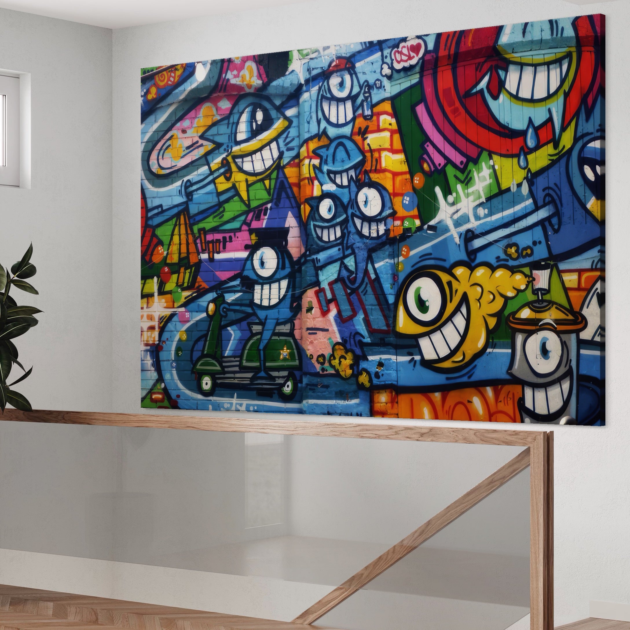 Tablou Canvas Premium LuxCanva® A1350, Graffiti Wall Art , Living, Decorativ, Animatie, Arta Stradala, Camera Copil, Game Room, Culori Vibrante