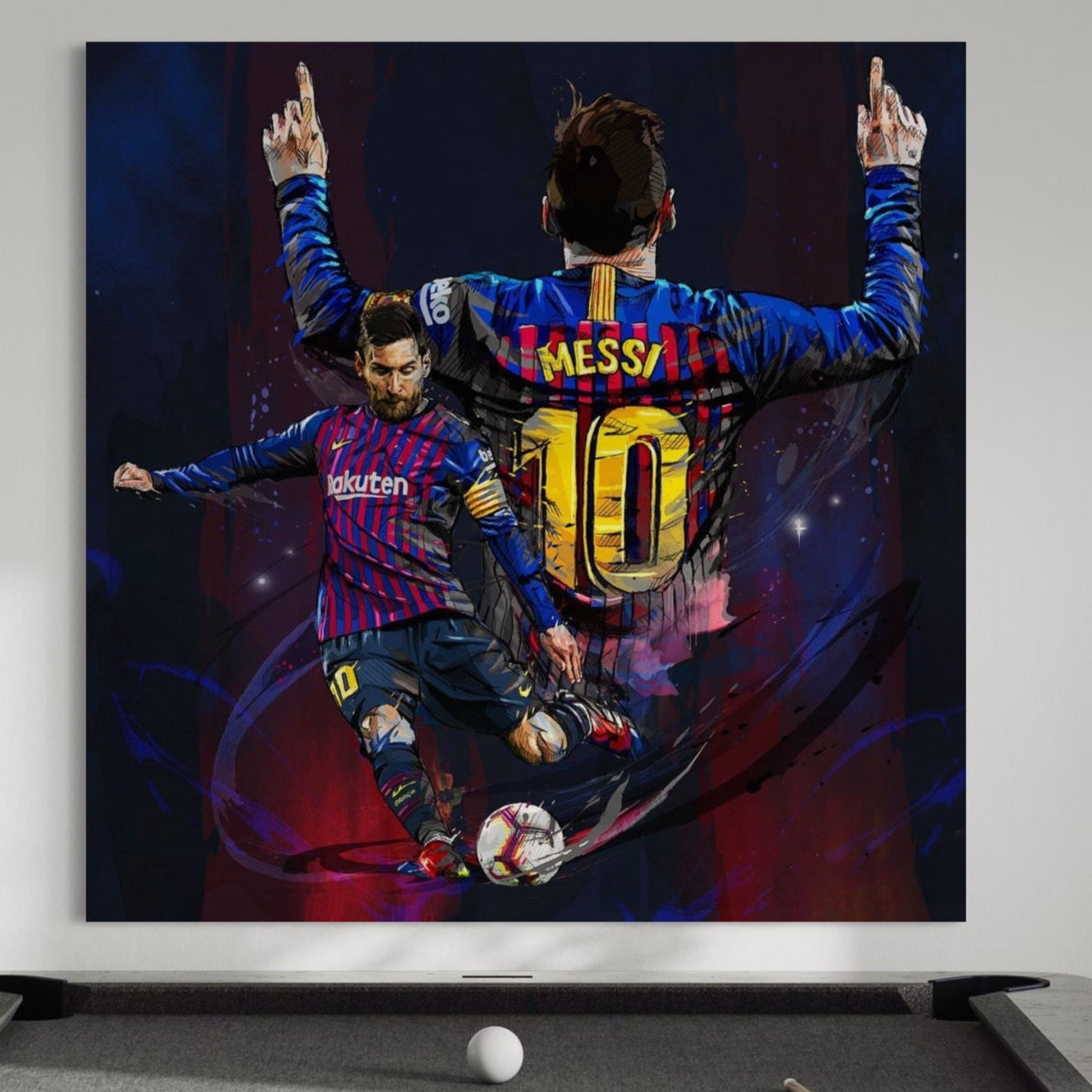 Tablou Canvas Premium LuxCanva® A1345, Lionel Messi ,  Balon De Aur, Fotbalist, Legenda, Game Room, Culori Vibrante