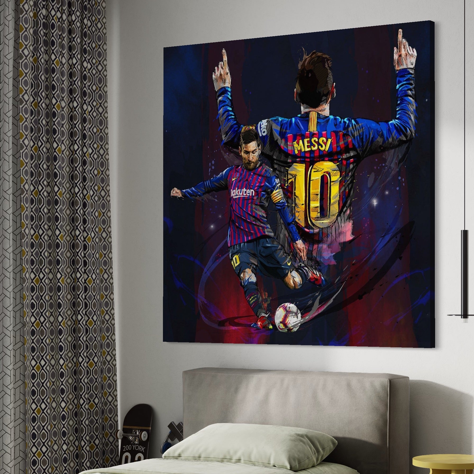 Tablou Canvas Premium LuxCanva® A1345, Lionel Messi ,  Balon De Aur, Fotbalist, Legenda, Game Room, Culori Vibrante