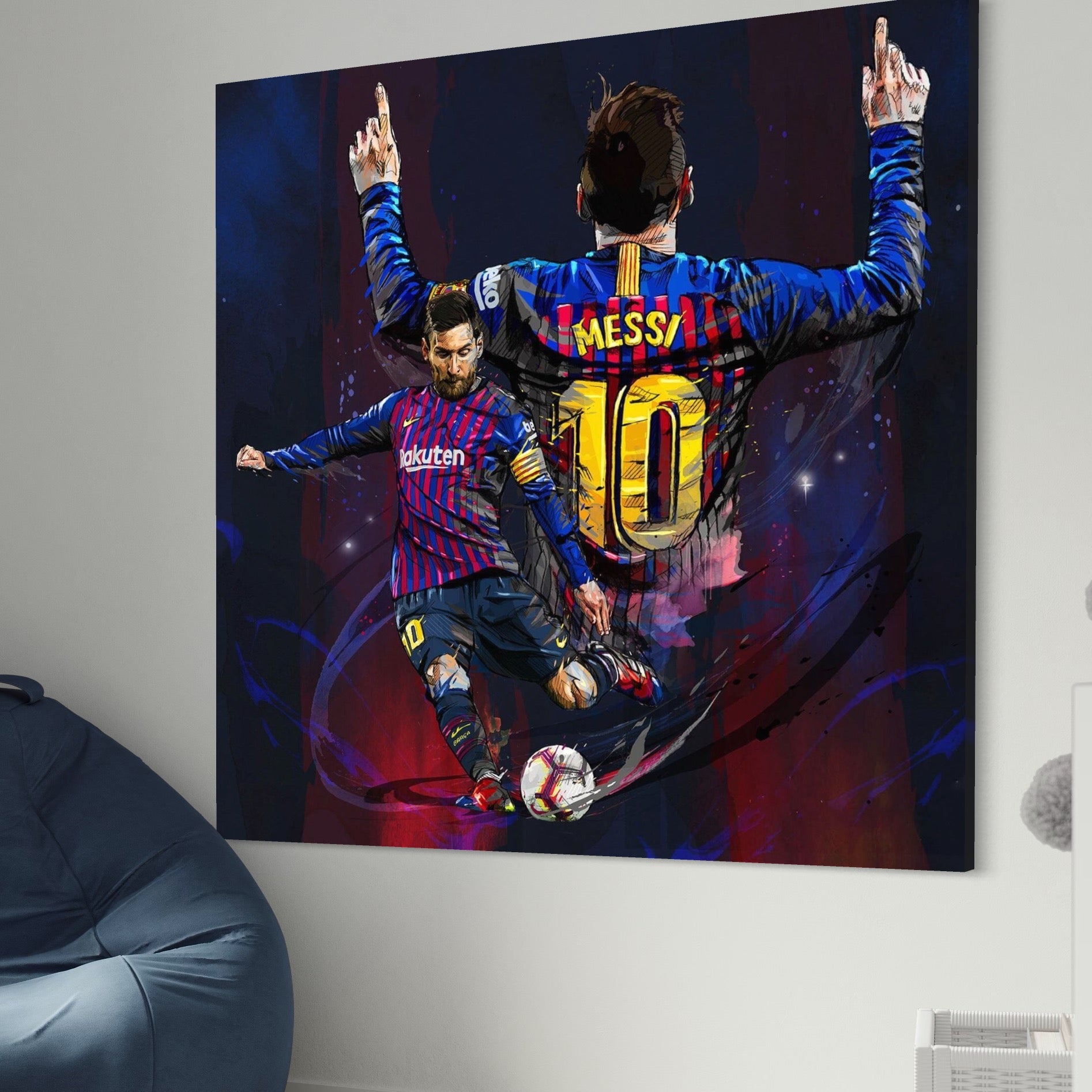Tablou Canvas Premium LuxCanva® A1345, Lionel Messi ,  Balon De Aur, Fotbalist, Legenda, Game Room, Culori Vibrante