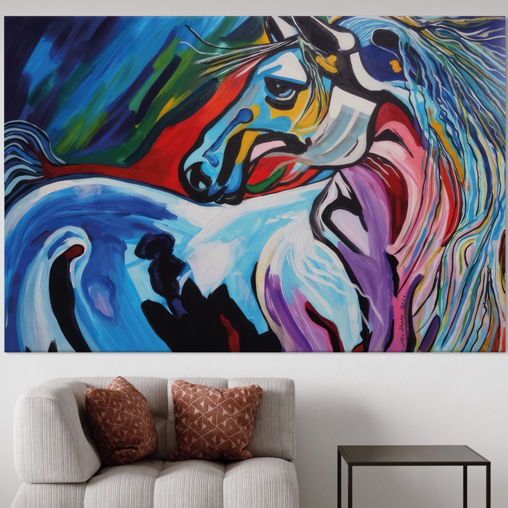 Tablou Canvas Premium LuxCanva® A1342, Colorful Horse , Living, Cal, Animal, Camera Copil, Multicolor, Culori Vibrante