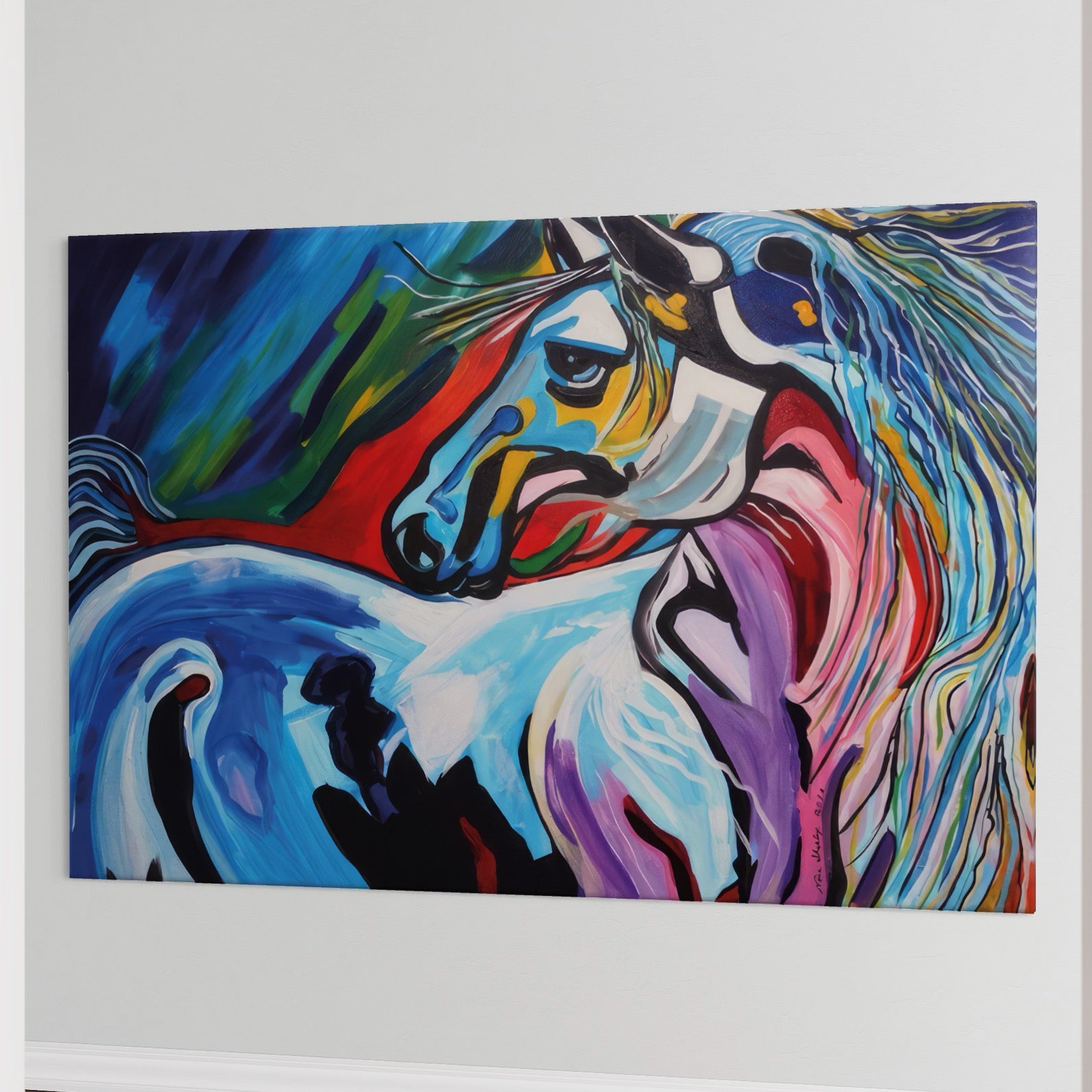 Tablou Canvas Premium LuxCanva® A1342, Colorful Horse , Living, Cal, Animal, Camera Copil, Multicolor, Culori Vibrante