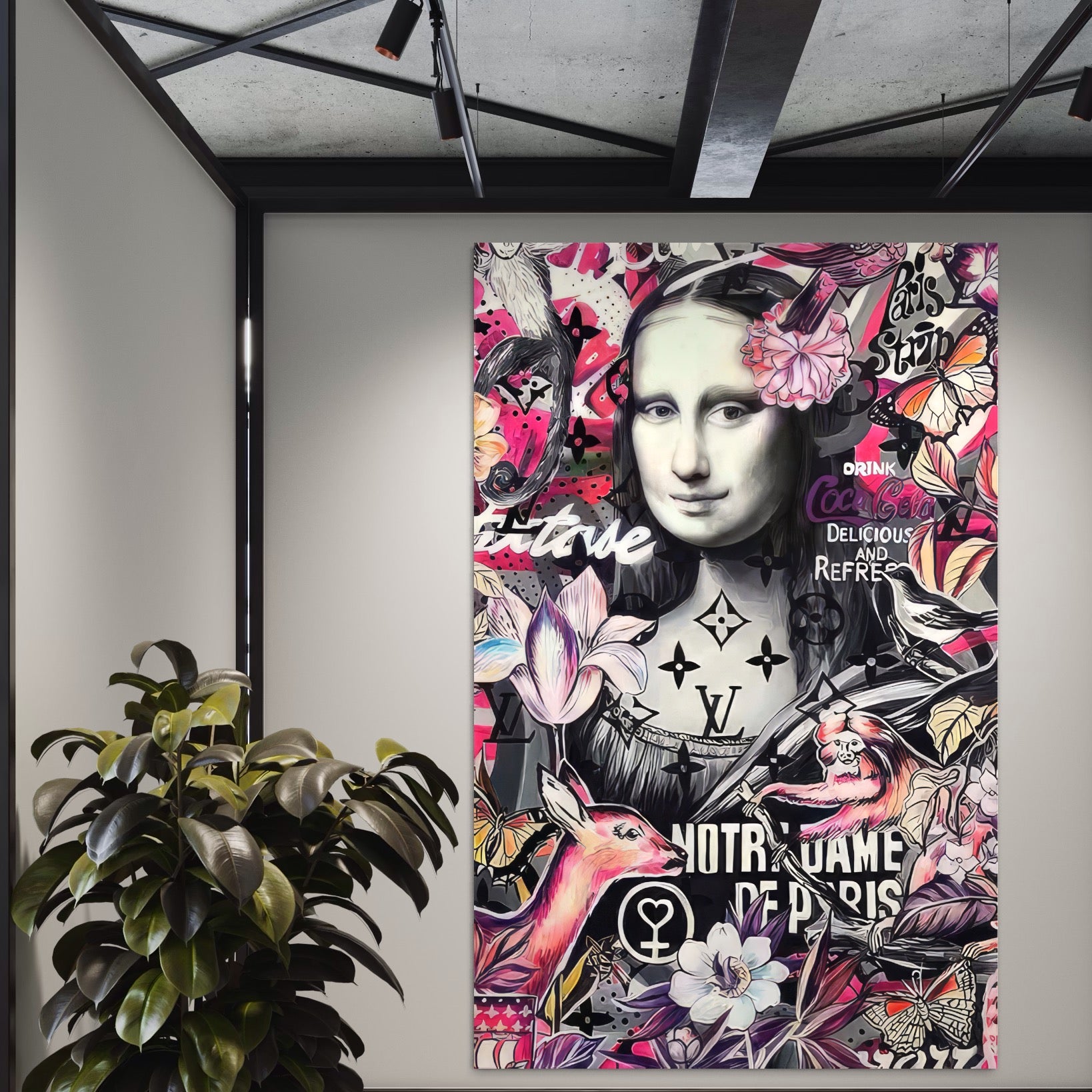 Tablou Canvas Premium LuxCanva® A1339, Mona Lisa Graffiti ,  Living, Abstract, Colorat, Drink Colca-Cola, Studio, Culori Vibrante