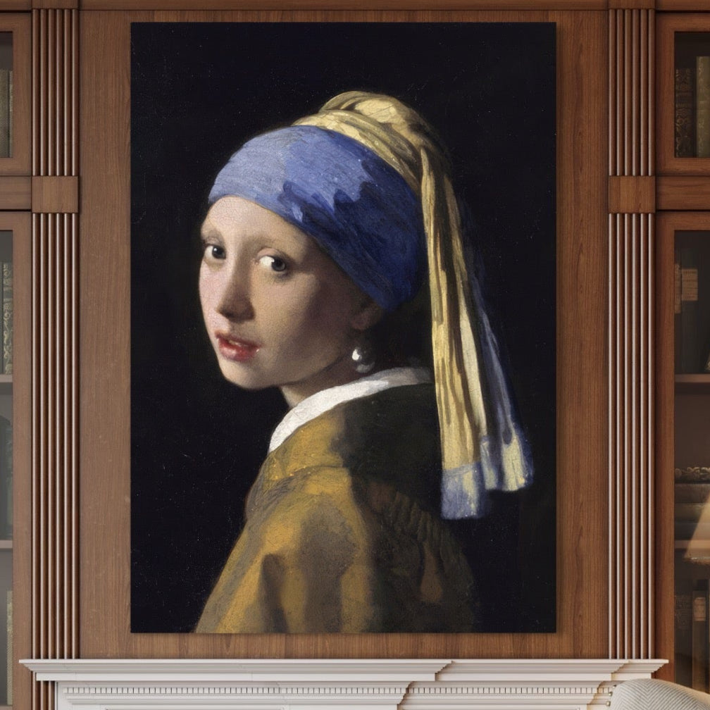 Tablou Canvas Premium LuxCanva® A1338, Girl With A Pearl Earring , Galerie De Arta, Fata Cu Turban, Johannes Vermeer, Pictura, Studio, Culori Vibrante