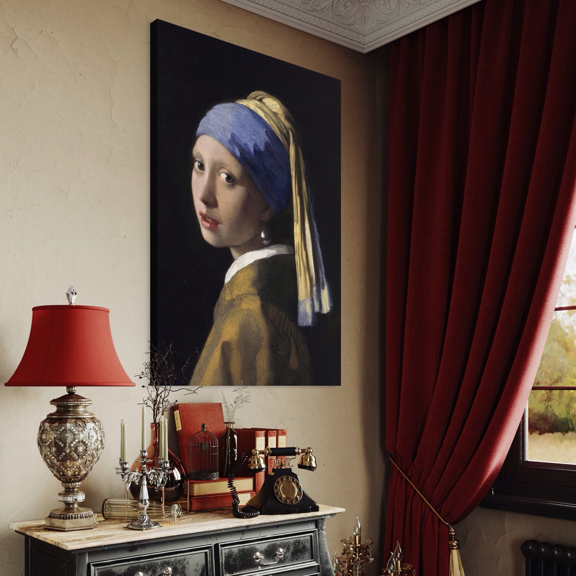 Tablou Canvas Premium LuxCanva® A1338, Girl With A Pearl Earring , Galerie De Arta, Fata Cu Turban, Johannes Vermeer, Pictura, Studio, Culori Vibrante