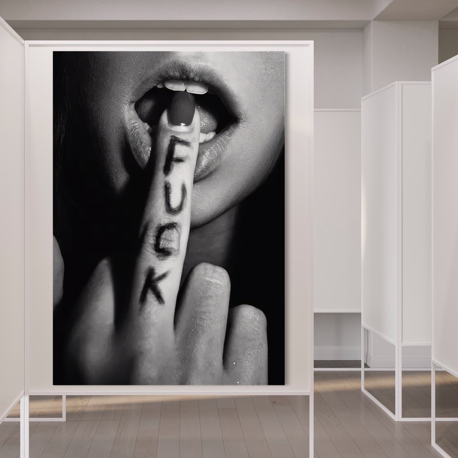 Tablou Canvas Premium LuxCanva® A1336, Lips Black And White , Studio, Buze, Sexy Lips, Senzual, Femeie, Dormitor, Culori Vibrante