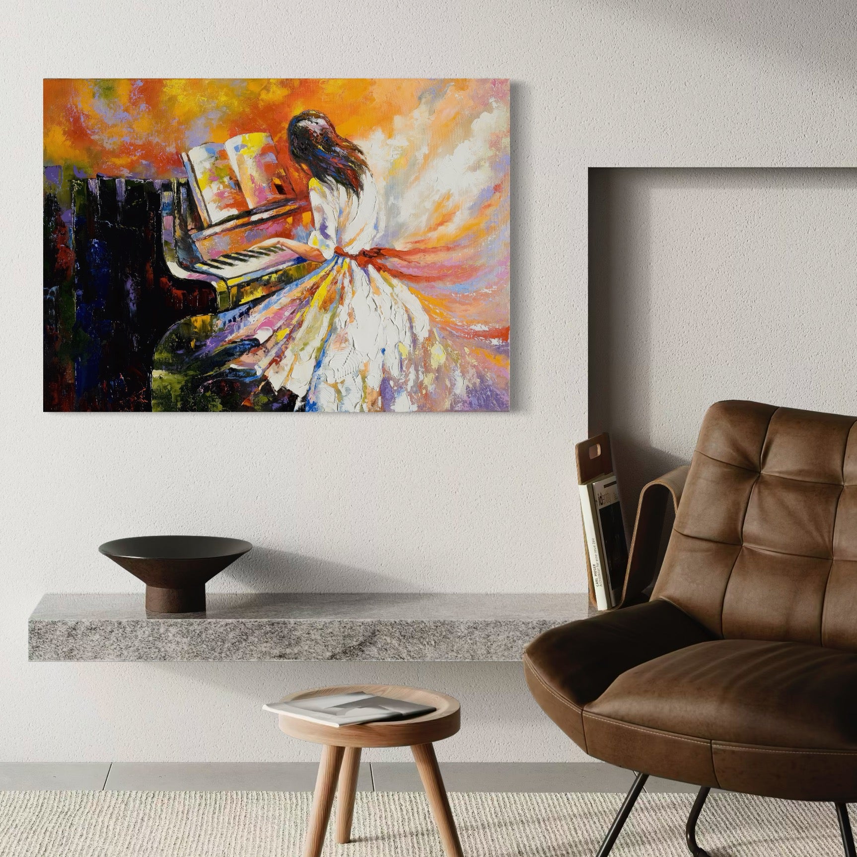 Tablou Canvas Premium LuxCanva® C1008, Concert Pian , Living, Camera Copilului, Relaxare, Culori Vibrante