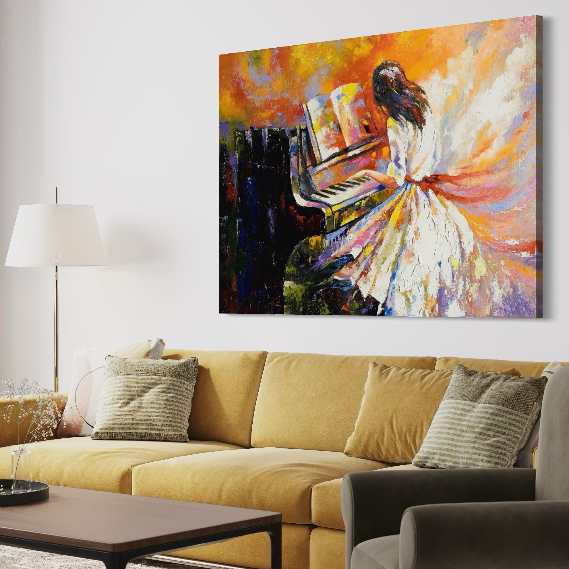 Tablou Canvas Premium LuxCanva® C1008, Concert Pian , Living, Camera Copilului, Relaxare, Culori Vibrante