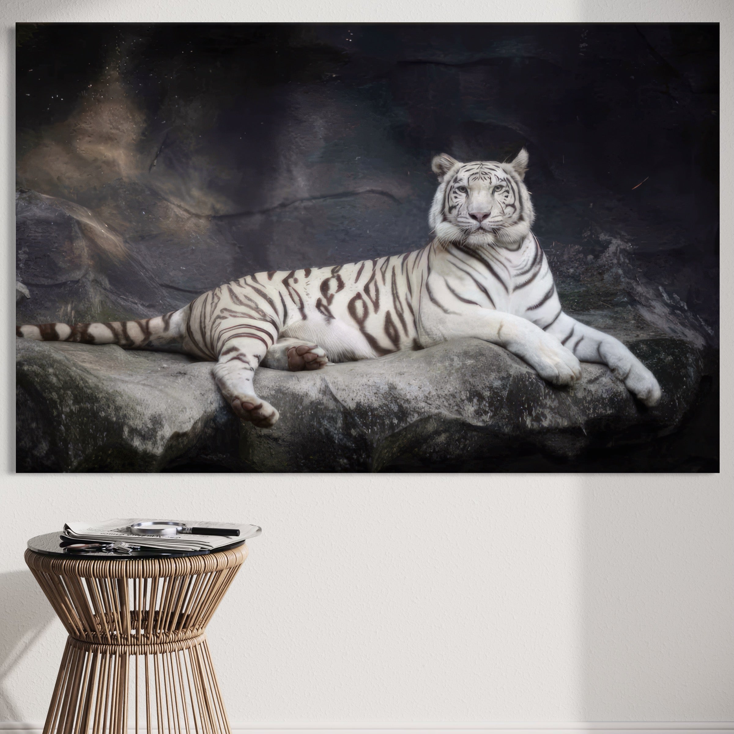 Tablou Canvas Premium LuxCanva® A1333, White Tiger , Living, Animal Salbatic, Tigru, Decorativ, Dormitor, Culori Vibrante
