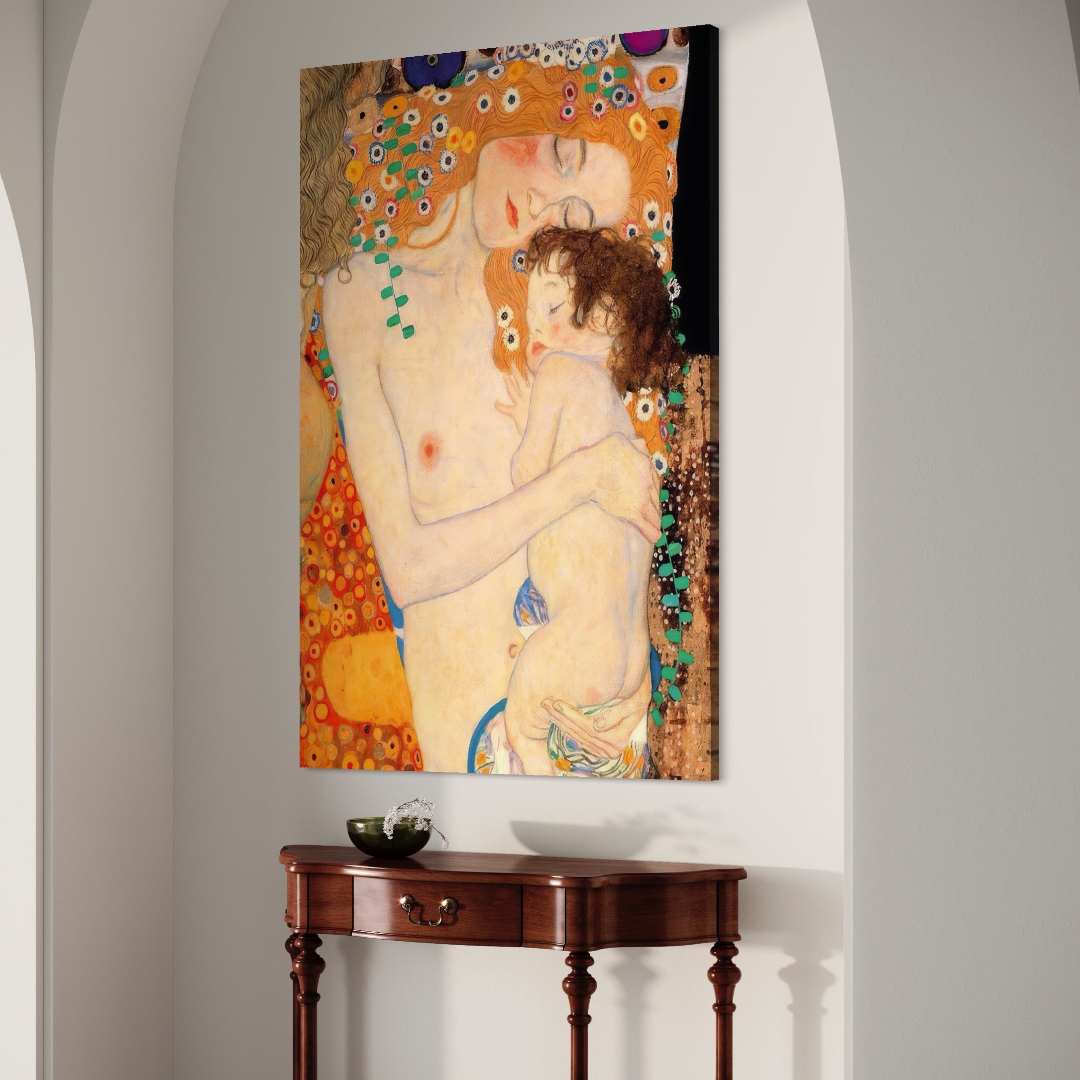 Tablou Canvas Premium LuxCanva® A1330, The Three Ages Of The Woman , Galerie De Arta, Gustav Klimt, Pictura, Mama Si Copilul, Studio, Culori Vibrante
