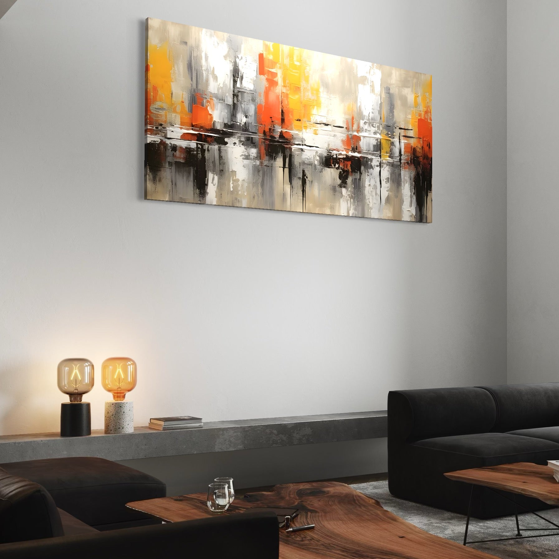 Tablou Canvas Premium LuxCanva® A1623, Imbratisare Abstracta , Living, Decorativ, Cromatic, Compozitie, Dormitor, Culori Vibrante