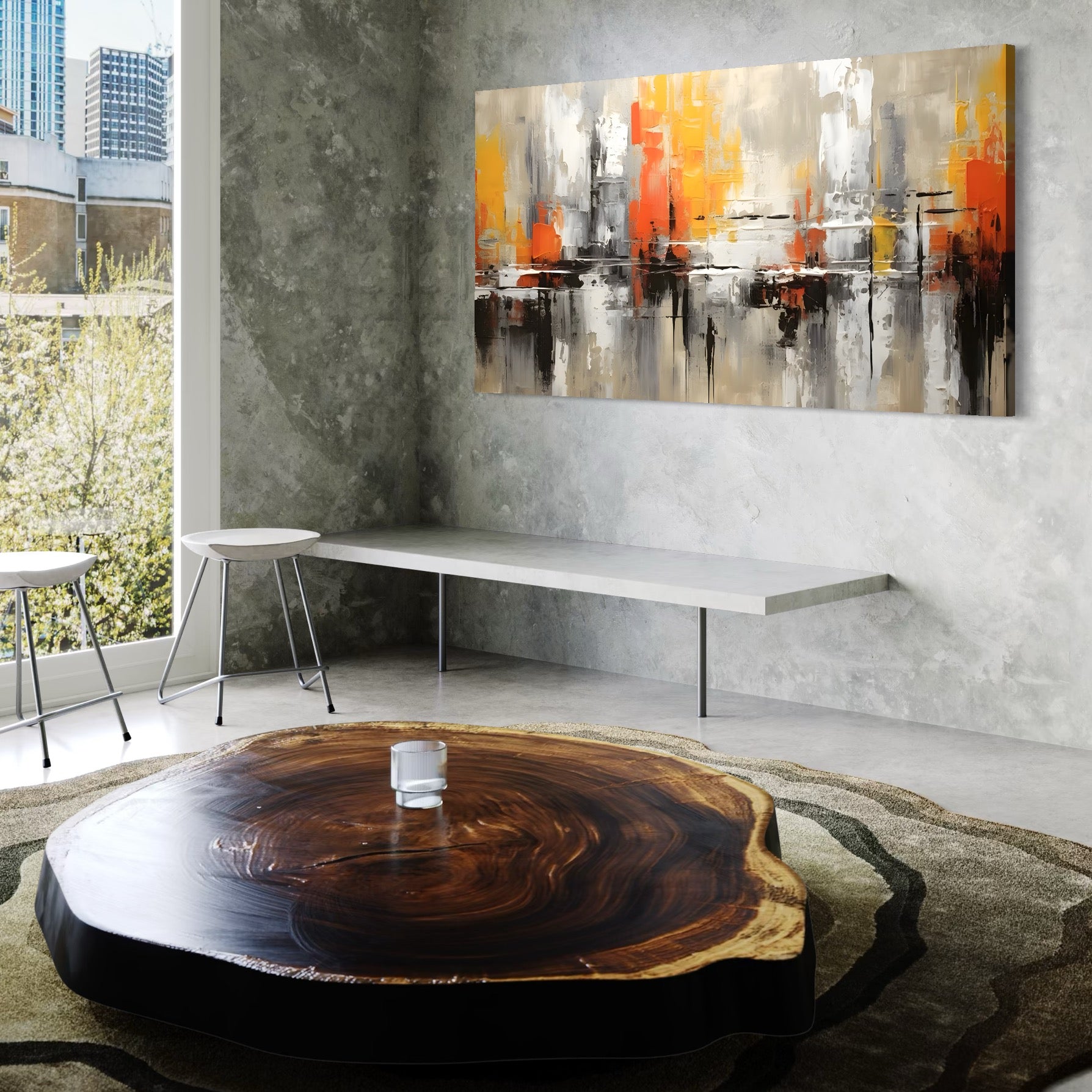 Tablou Canvas Premium LuxCanva® A1623, Imbratisare Abstracta , Living, Decorativ, Cromatic, Compozitie, Dormitor, Culori Vibrante