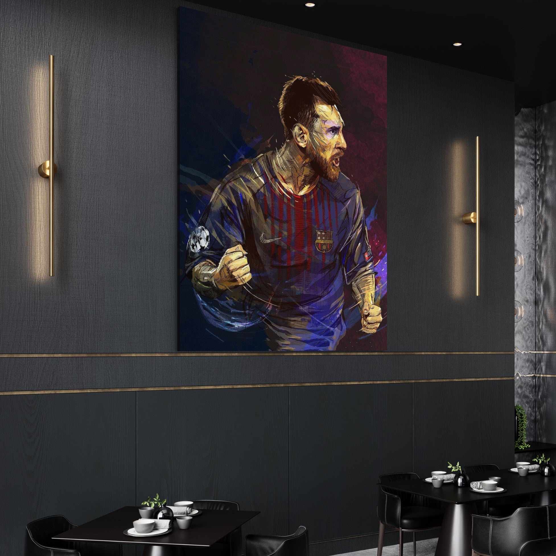 Tablou Canvas Premium LuxCanva® A1322, Lionel Andrés Messi , Living, Fotbal, Atacant, Balon De Aur, Studio, Culori Vibrante