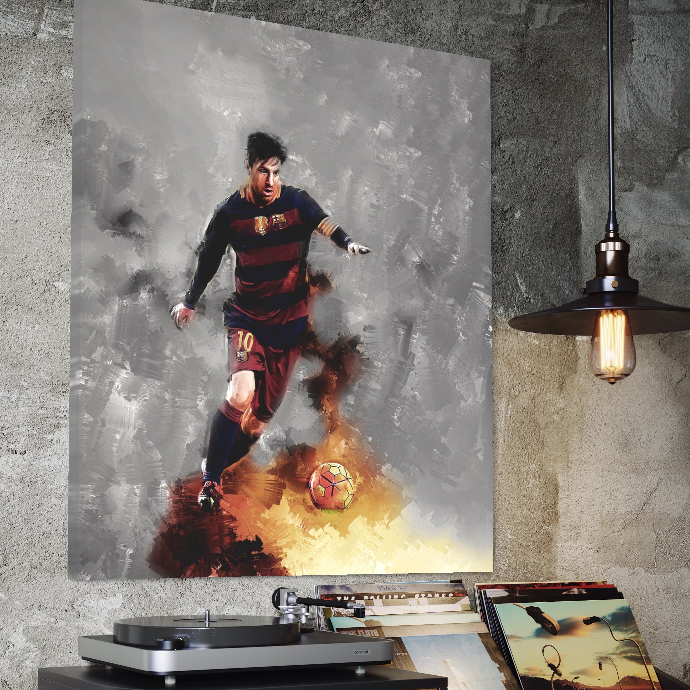 Tablou Canvas Premium LuxCanva® A1321, Lionel Andrés Messi , Living, Fotbal, Atacant, Balon De Aur, Studio, Culori Vibrante