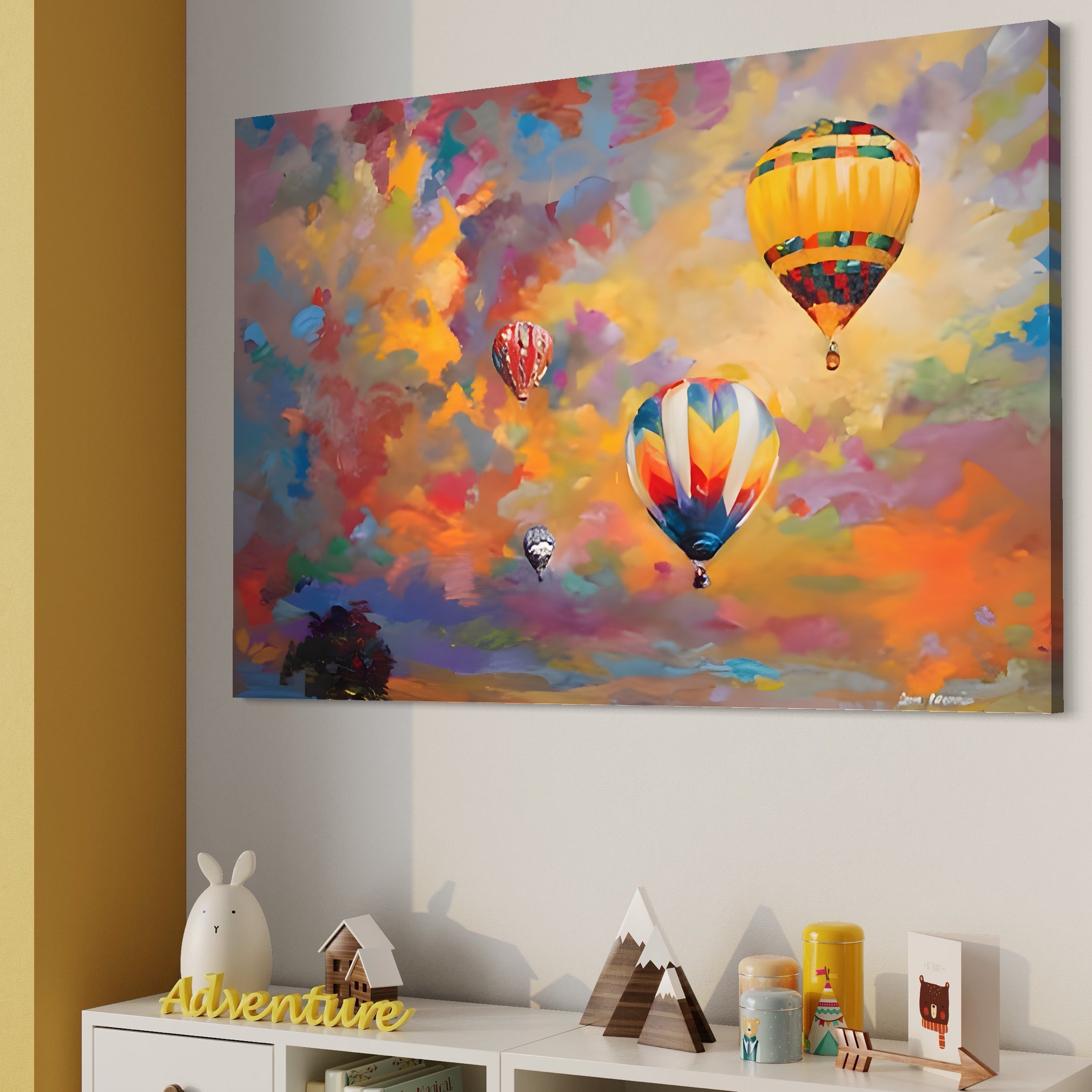 Tablou Canvas Premium LuxCanva® A1317, Baloane Cu Aer Cald , Living, Plimbare, Cer, Relaxare, Vacanta, Dormtior, Culori Vibrante