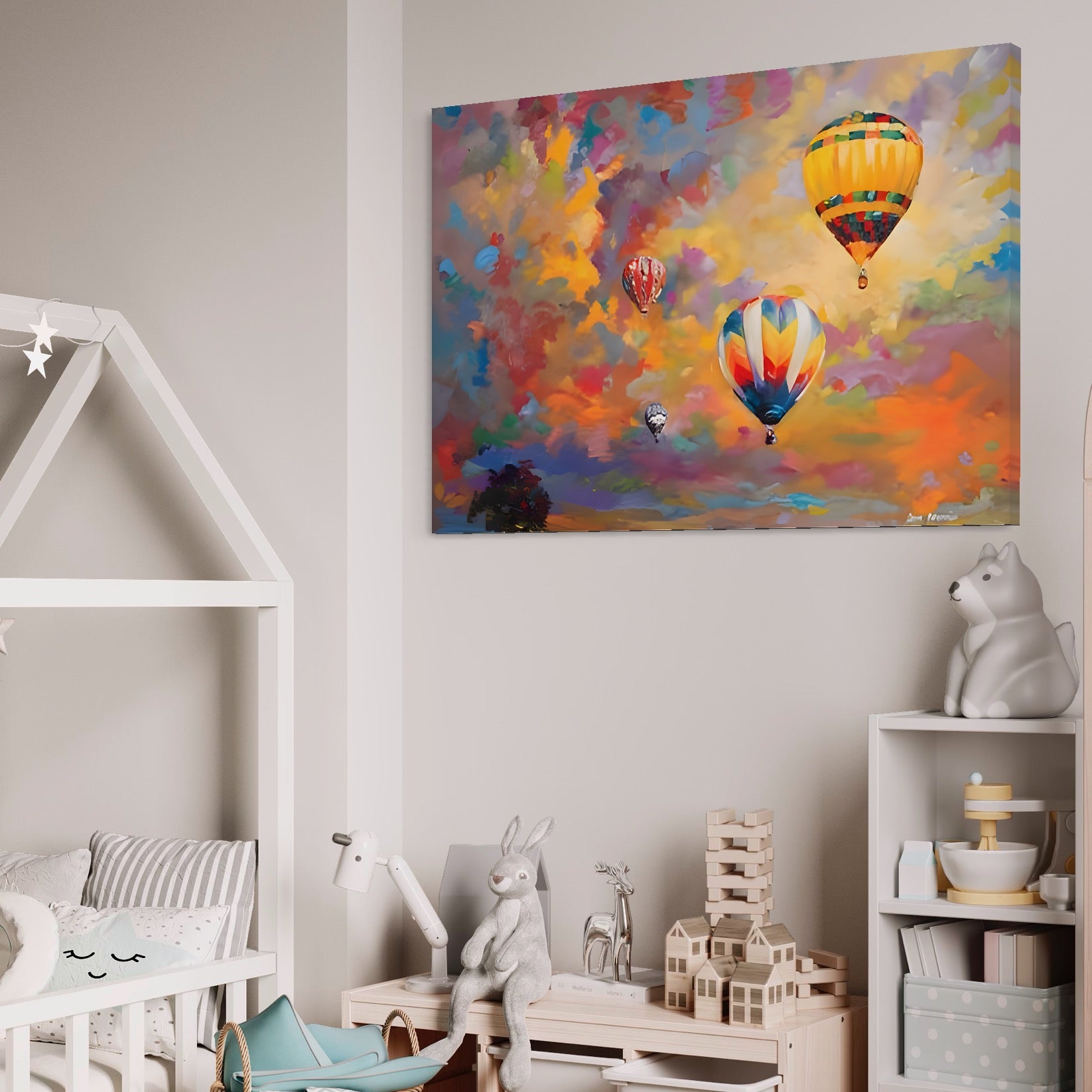 Tablou Canvas Premium LuxCanva® A1317, Baloane Cu Aer Cald , Living, Plimbare, Cer, Relaxare, Vacanta, Dormtior, Culori Vibrante