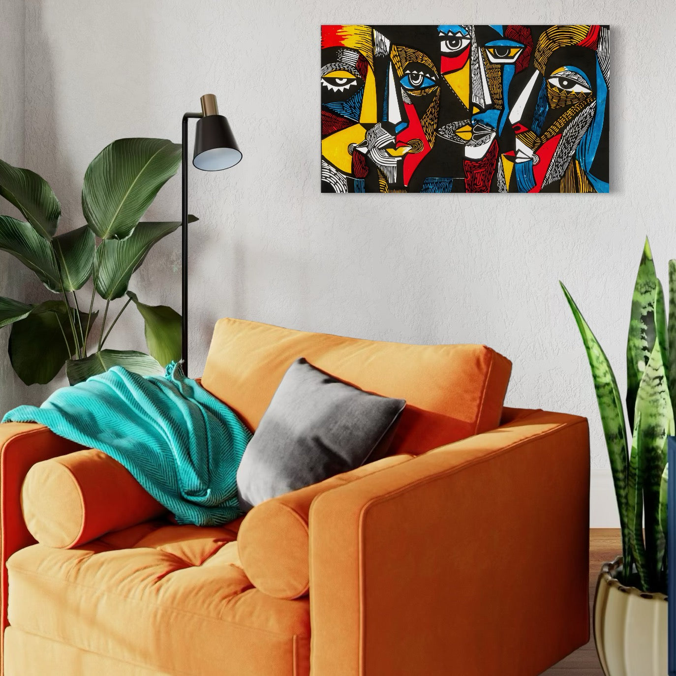 Tablou Canvas Premium LuxCanva® A1638, Dual View ,  Room, Abstract, Fete Colorate, Dormitor, Culori Vibrante