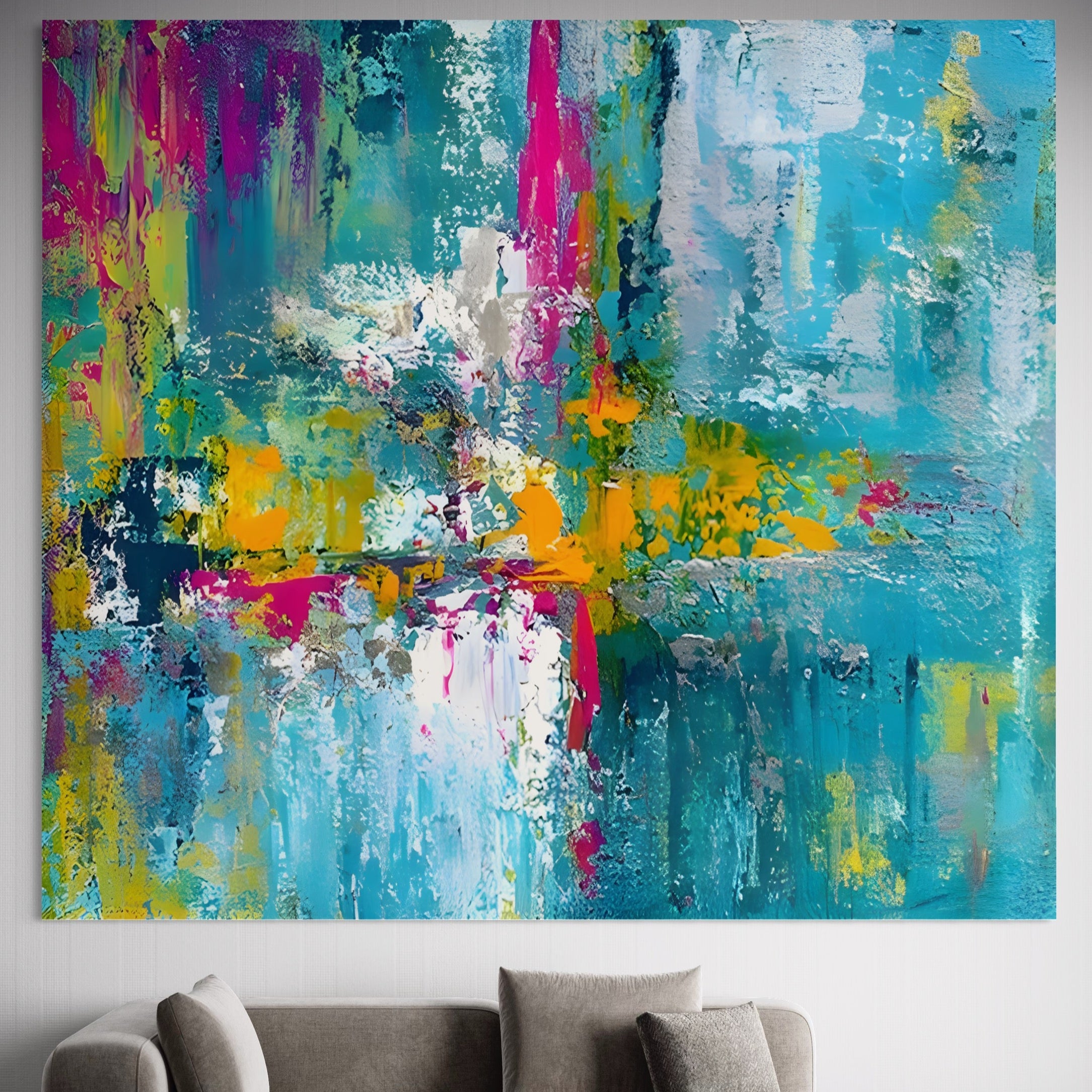 Tablou Canvas Premium LuxCanva® A1314, Modern Abstract , Living, Arta, Multicolor, Albastru, Dormitor, Culori Vibrante