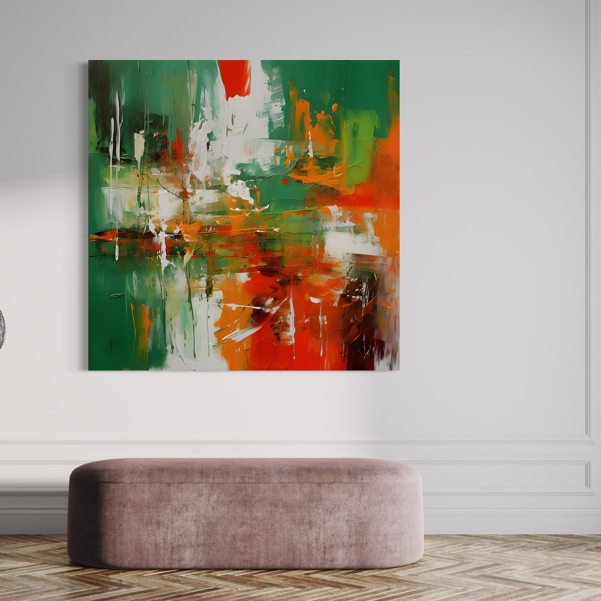 Tablou Canvas Premium LuxCanva® A1636, Painting Green , Room, Abstract, Cromatic, Dormitor, Culori Vibrante