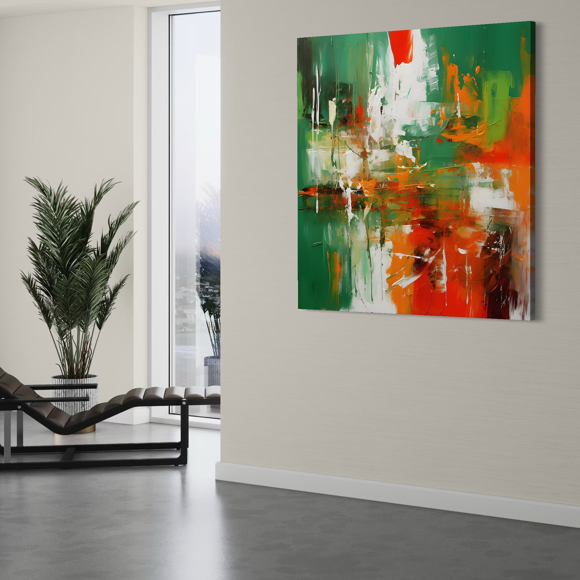 Tablou Canvas Premium LuxCanva® A1636, Painting Green , Room, Abstract, Cromatic, Dormitor, Culori Vibrante