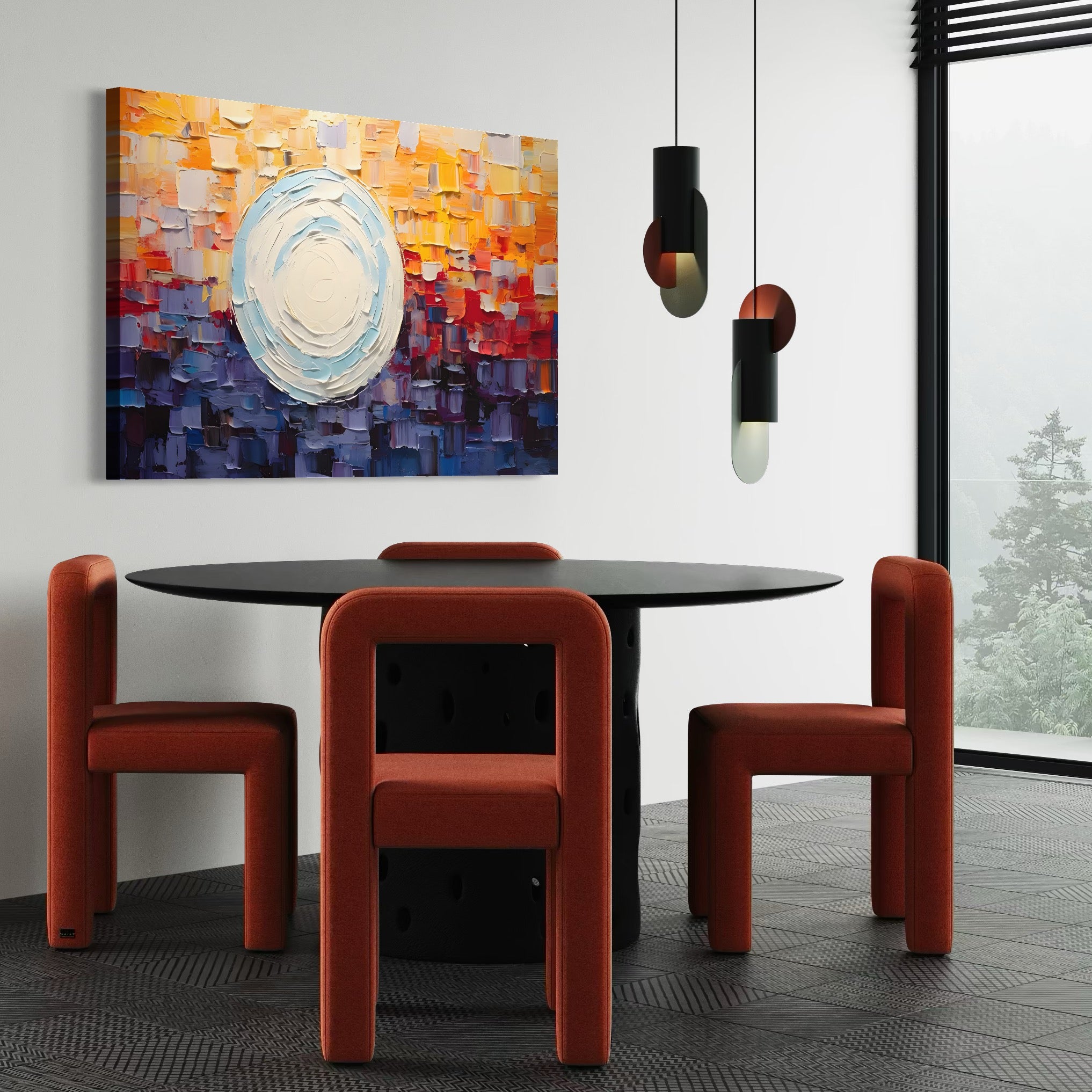 Tablou Canvas Premium LuxCanva® A1634, Abstract Moon , Living, Abstract, Decorativ, Sfera, Univers, Dormitor, Culori Vibrante