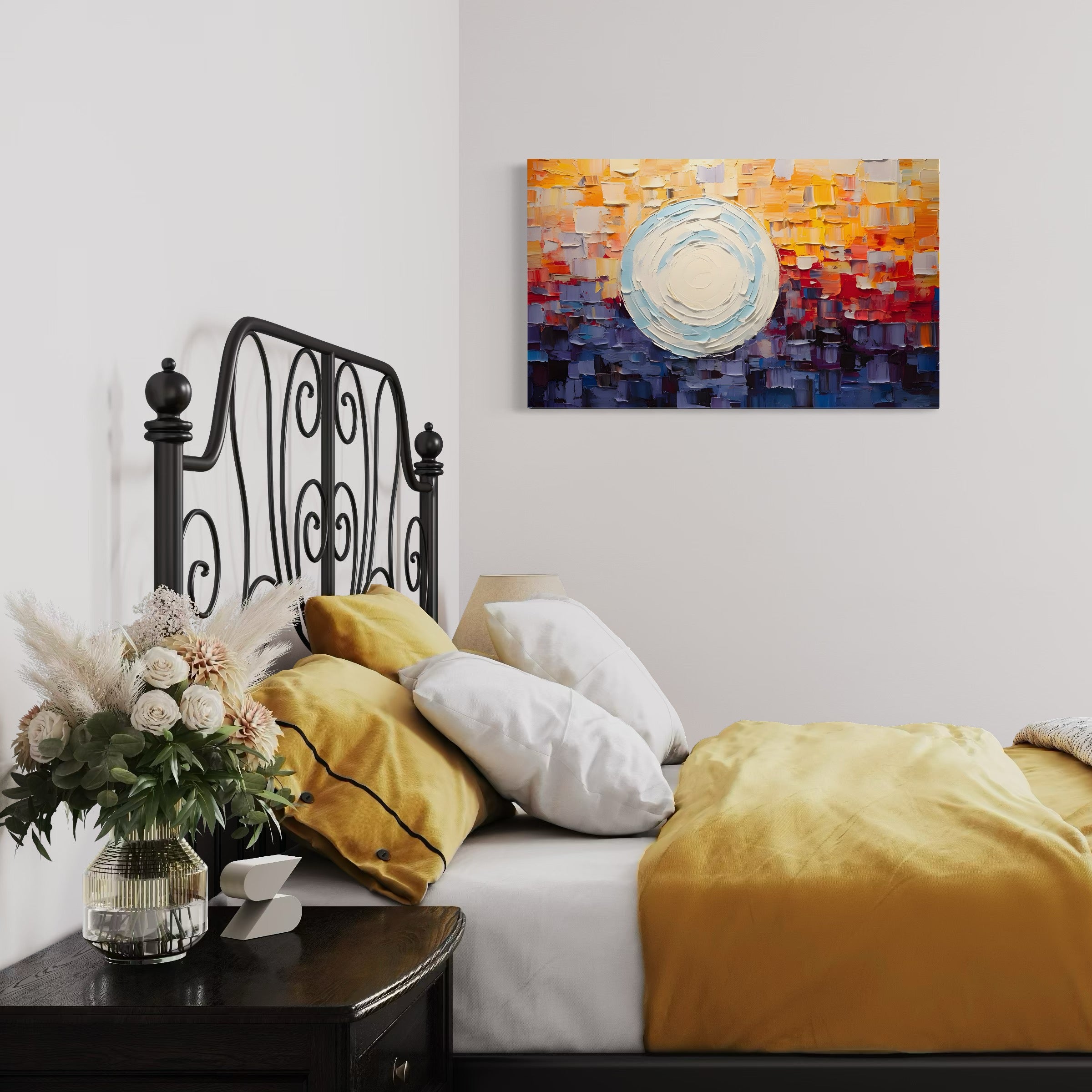 Tablou Canvas Premium LuxCanva® A1634, Abstract Moon , Living, Abstract, Decorativ, Sfera, Univers, Dormitor, Culori Vibrante