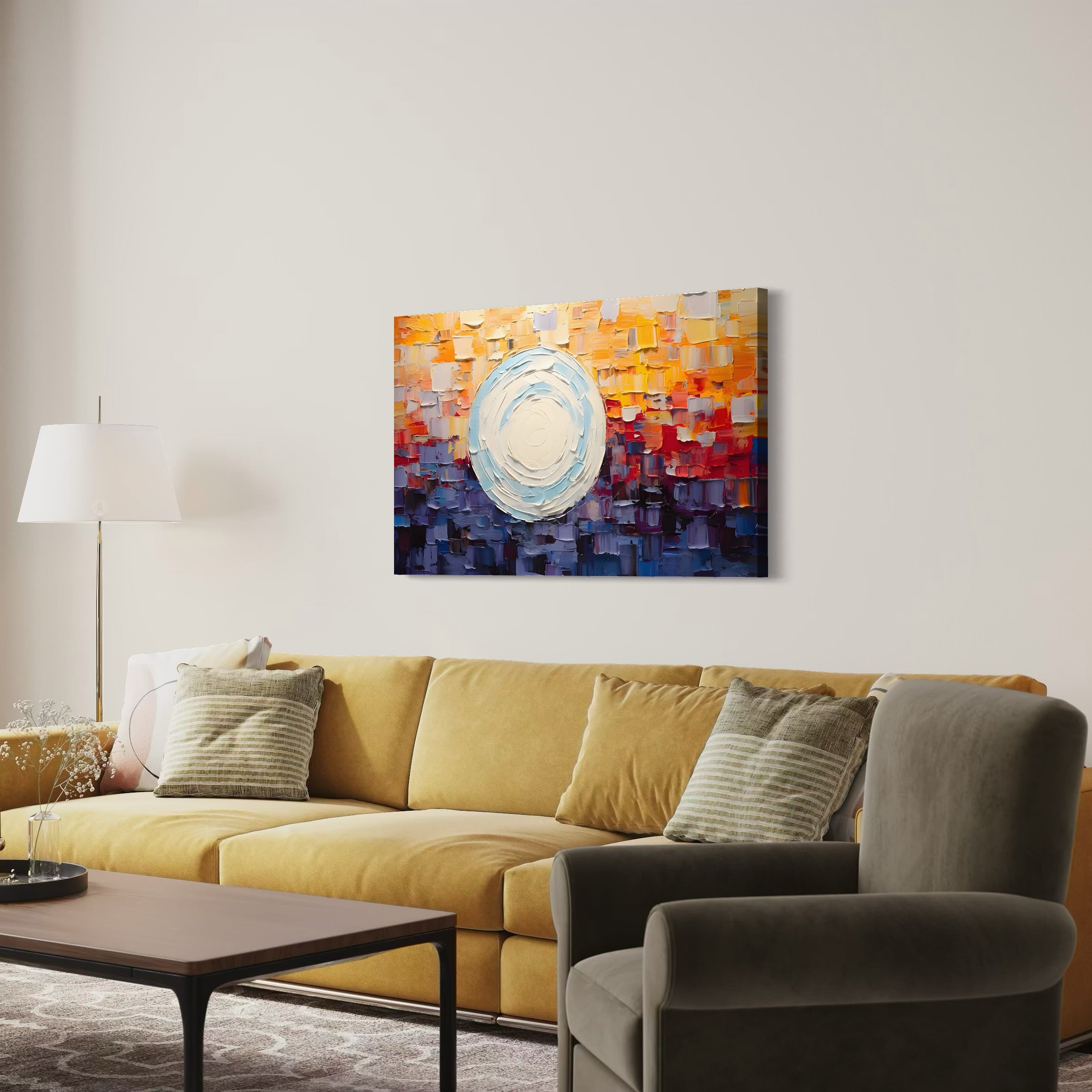 Tablou Canvas Premium LuxCanva® A1634, Abstract Moon , Living, Abstract, Decorativ, Sfera, Univers, Dormitor, Culori Vibrante