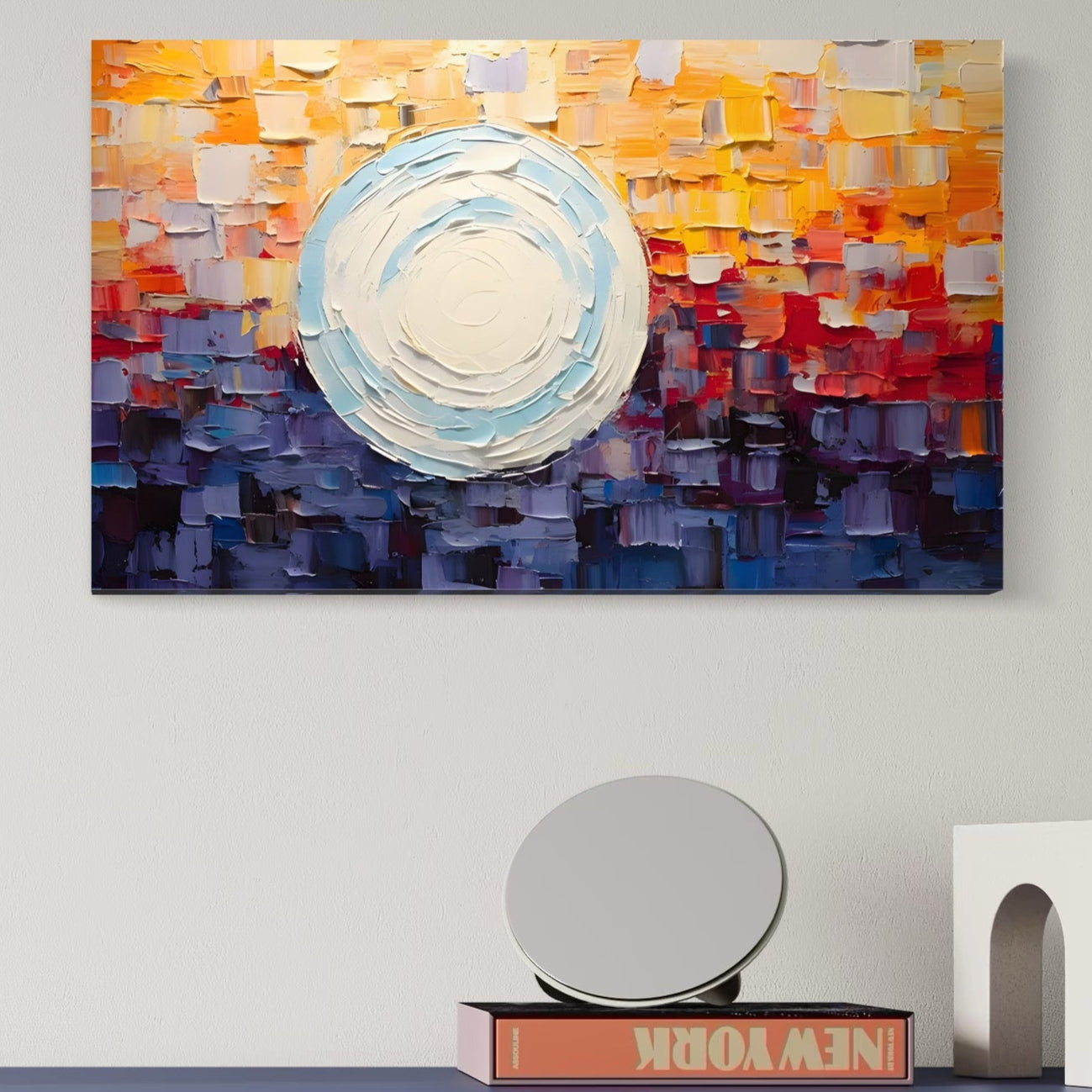 Tablou Canvas Premium LuxCanva® A1634, Abstract Moon , Living, Abstract, Decorativ, Sfera, Univers, Dormitor, Culori Vibrante