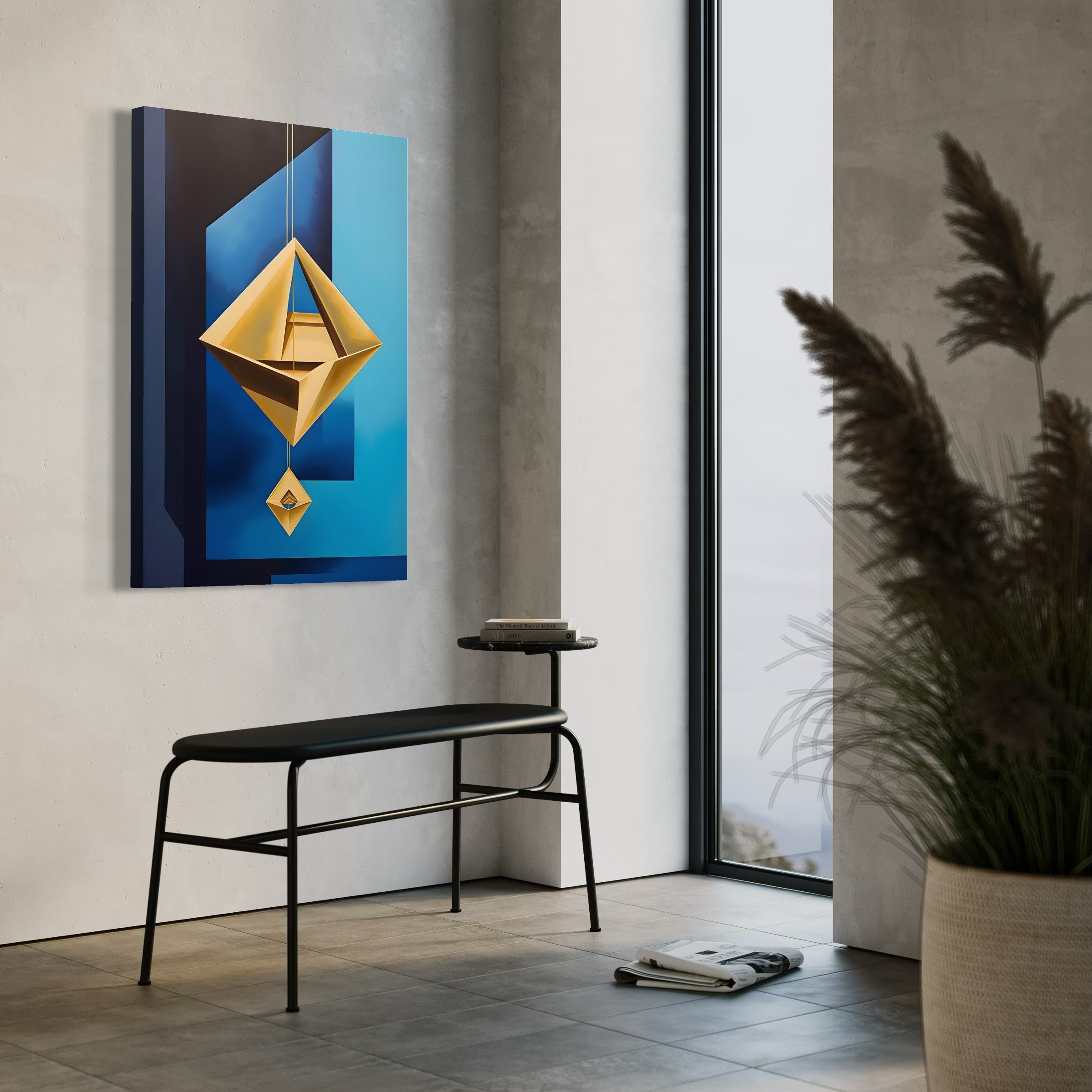 Tablou Canvas Premium LuxCanva® A1632, Amuleta , Living, Auriu, Pandantiv, Decorativ, Dormitor, Culori Vibrante