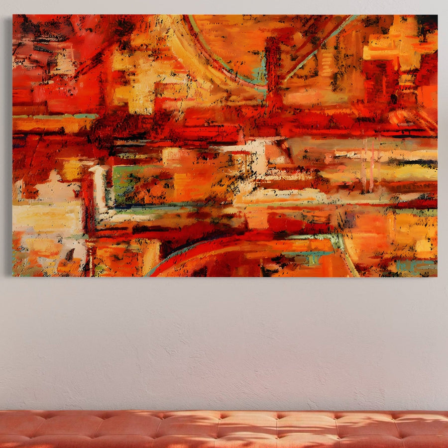 Luminează-ți spațiul cu Tablou Canvas Premium LuxCanva® A1631 - o pictură abstractă roșie cu tușe geometrice îndrăznețe. Perfect pentru camerele de zi sau dormitoare, acest decor vibrant din pânză de bumbac adaugă o notă cromatică premium de la LuxCanva®.