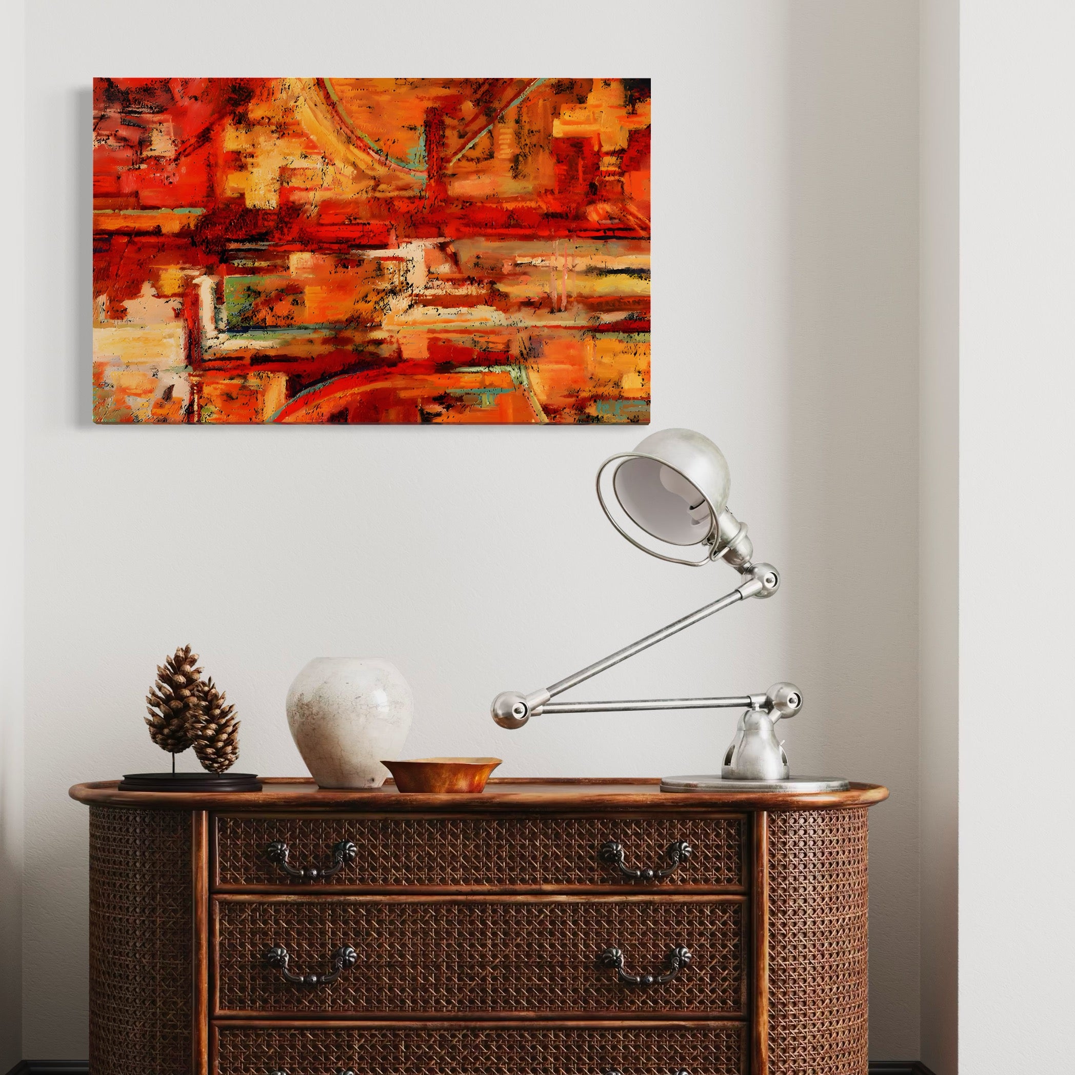 Tablou Canvas Premium LuxCanva® A1631, Abstract Red ,  Living, Cromatic, Decorativ, Dormitor, Culori Vibrante