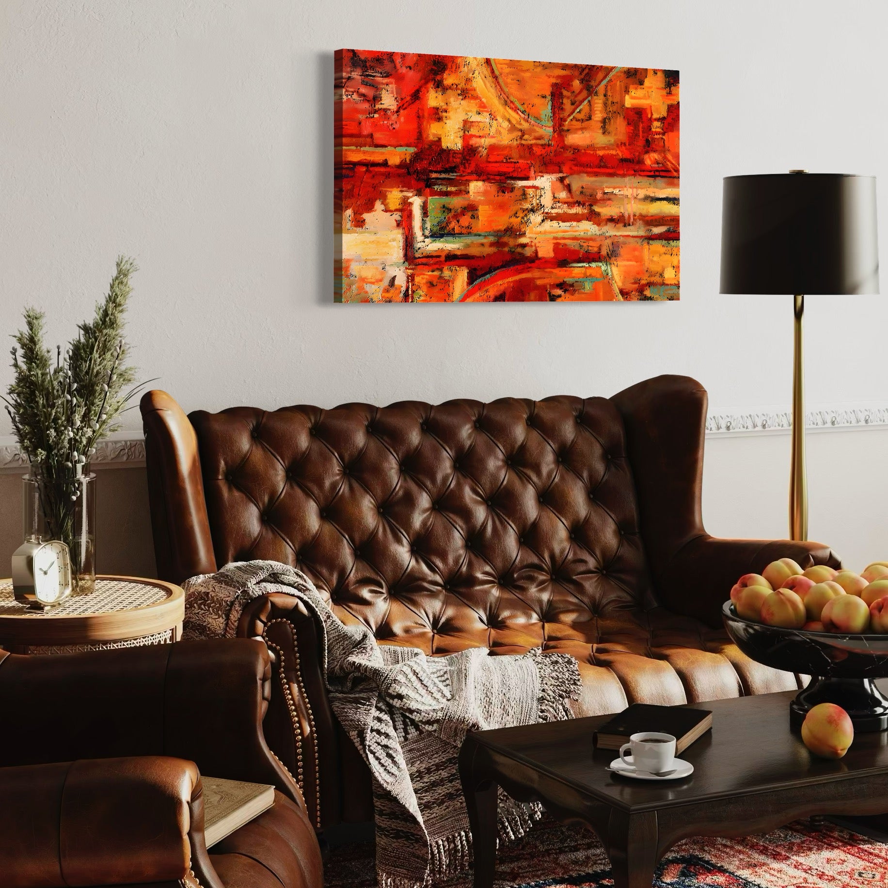 Tablou Canvas Premium LuxCanva® A1631, Abstract Red ,  Living, Cromatic, Decorativ, Dormitor, Culori Vibrante