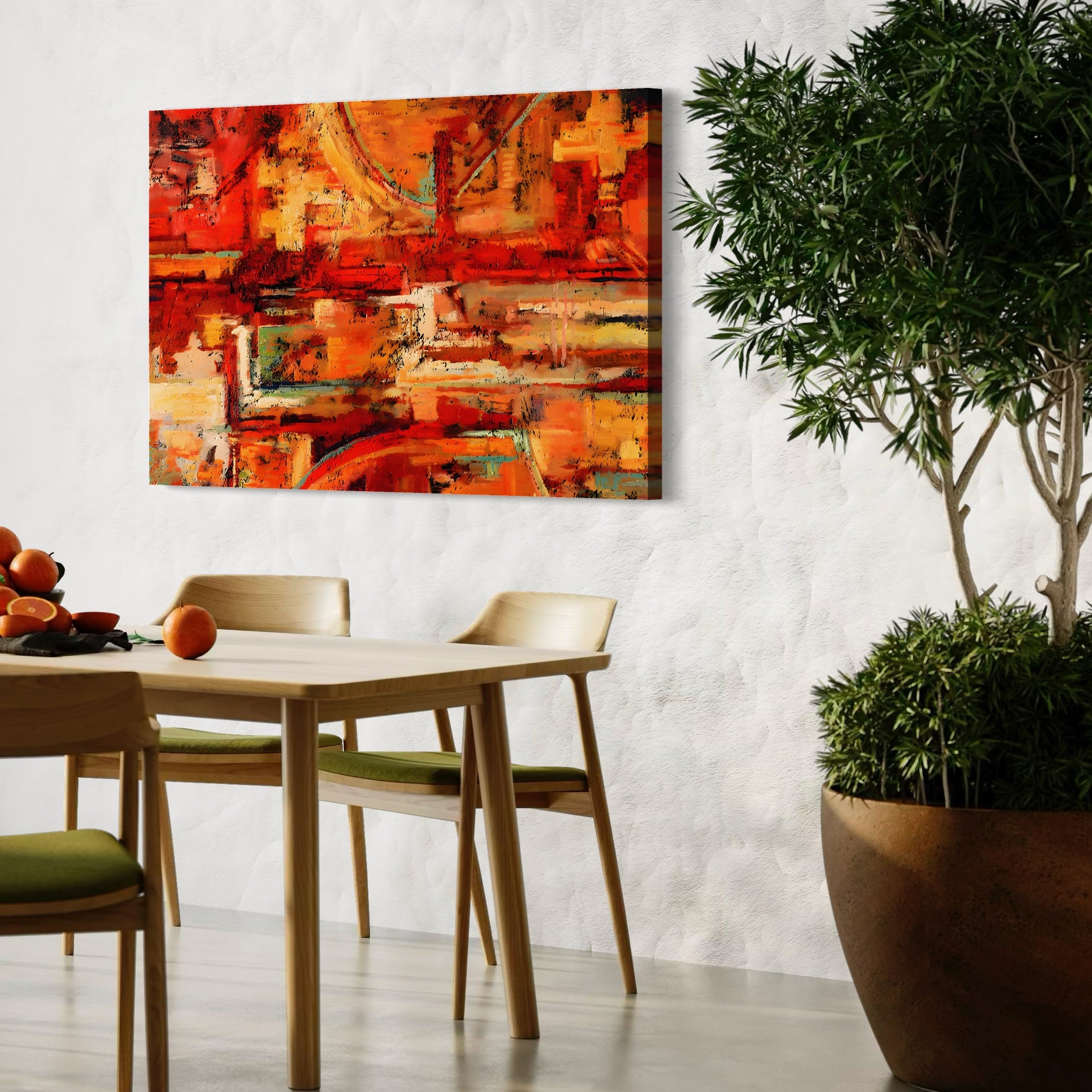 Tablou Canvas Premium LuxCanva® A1631, Abstract Red ,  Living, Cromatic, Decorativ, Dormitor, Culori Vibrante