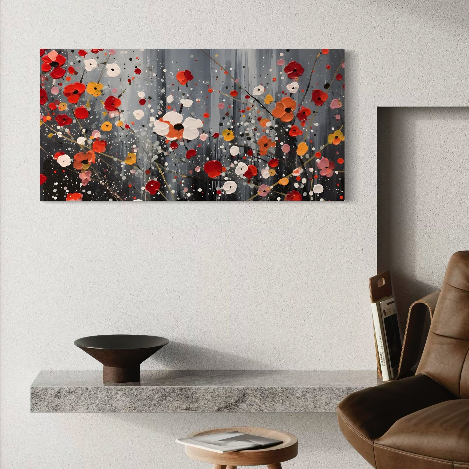 Tablou Canvas Premium LuxCanva® A1629, Minimal Flowers ,  Living, Flori, Natura, Decorativ, Dormitor, Culori Vibrante