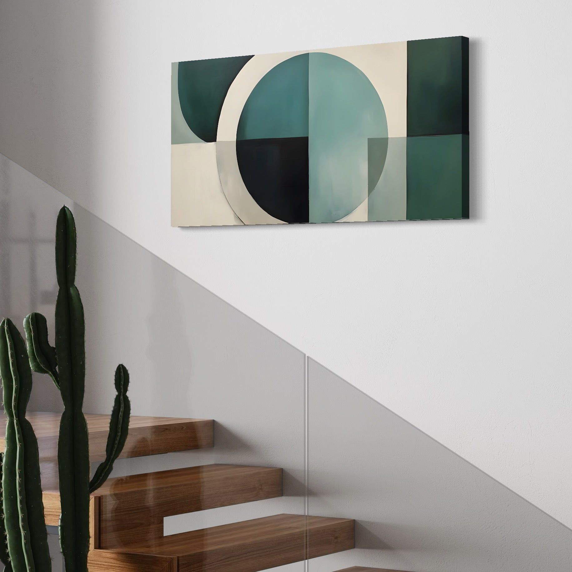 Tablou Canvas Premium LuxCanva® A1628, Turquoise Abstract , Living, Cerc, Cromatic, Modern, Dormitor, Culori Vibrante