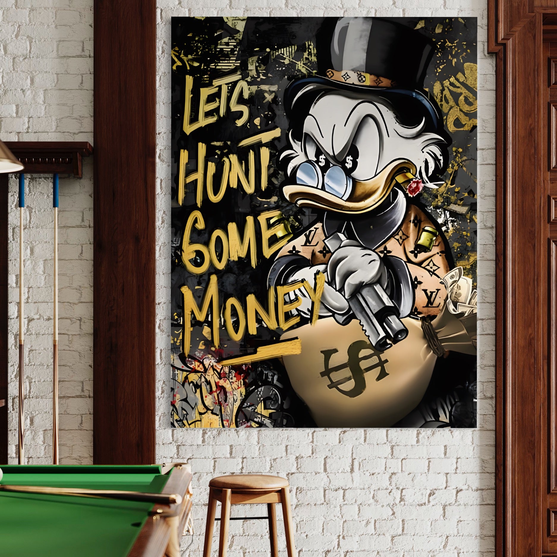 Tablou Canvas Premium LuxCanva® A1305, Let's Hunt!, Living, Scrooge Duck, Desene Animate, Money, Dormitor, Culori Vibrante