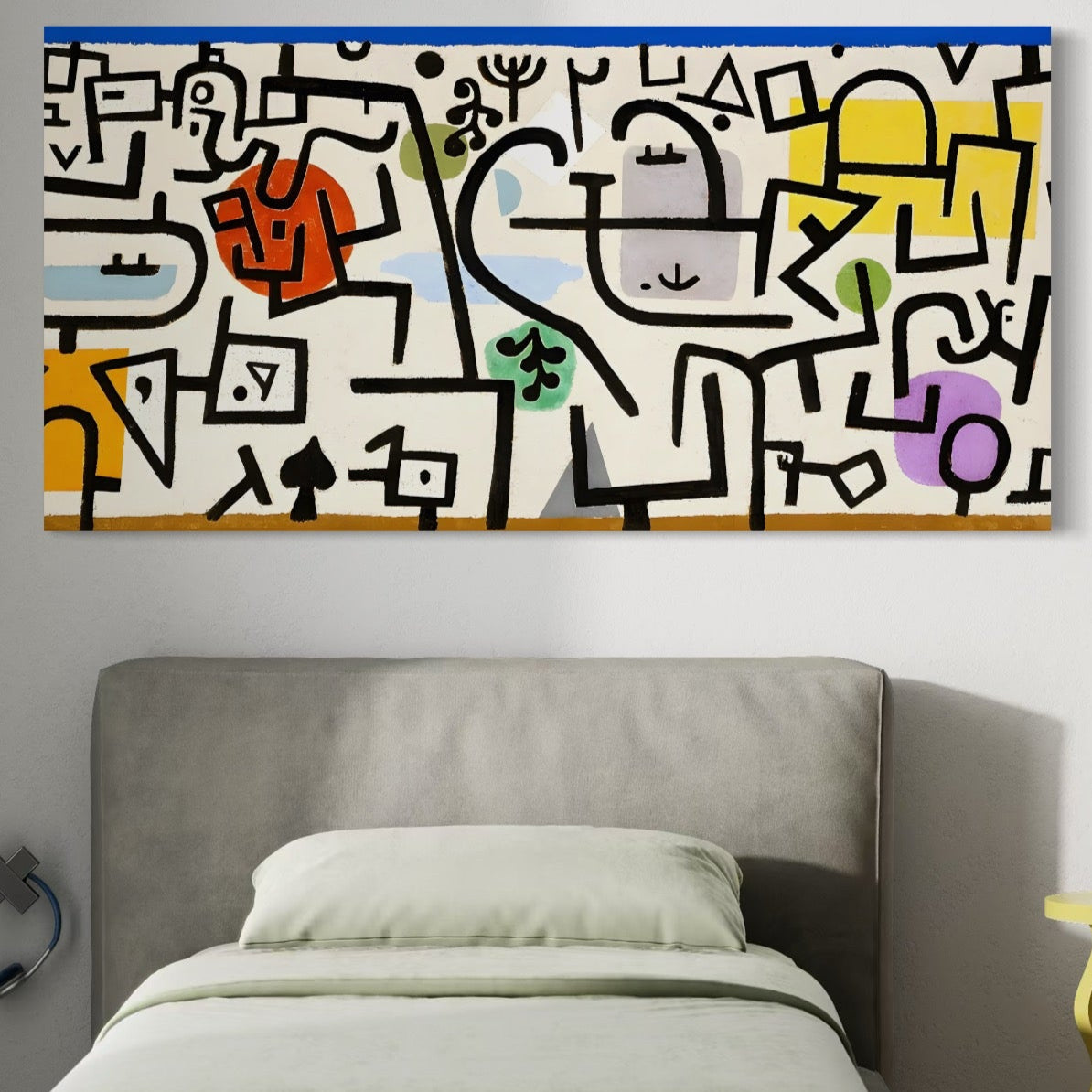 Tablou Canvas Premium LuxCanva® A1627, Rich Harbour , Camera Copil, Paul Klee, Animatie, Modern, Dormitor, Culori Vibrante