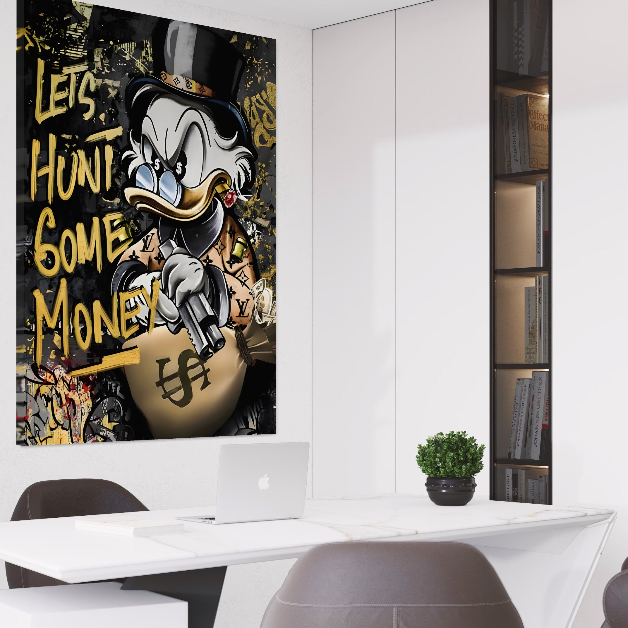 Tablou Canvas Premium LuxCanva® A1305, Let's Hunt!, Living, Scrooge Duck, Desene Animate, Money, Dormitor, Culori Vibrante