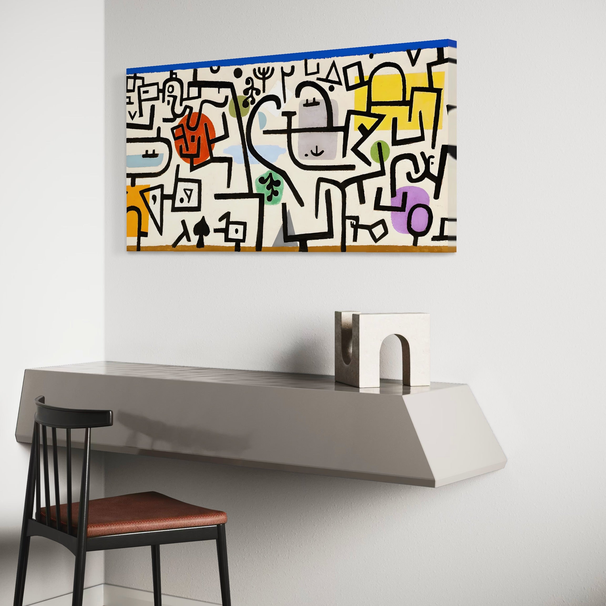 Tablou Canvas Premium LuxCanva® A1627, Rich Harbour , Camera Copil, Paul Klee, Animatie, Modern, Dormitor, Culori Vibrante