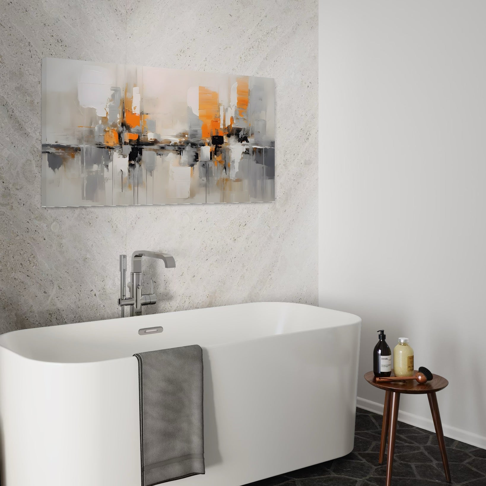 Tablou Canvas Premium LuxCanva® A1626, Pictura Gri , Room, Decorativ, Non Culori, Reflexie, Abstract, Dormitor, Culori Vibrante