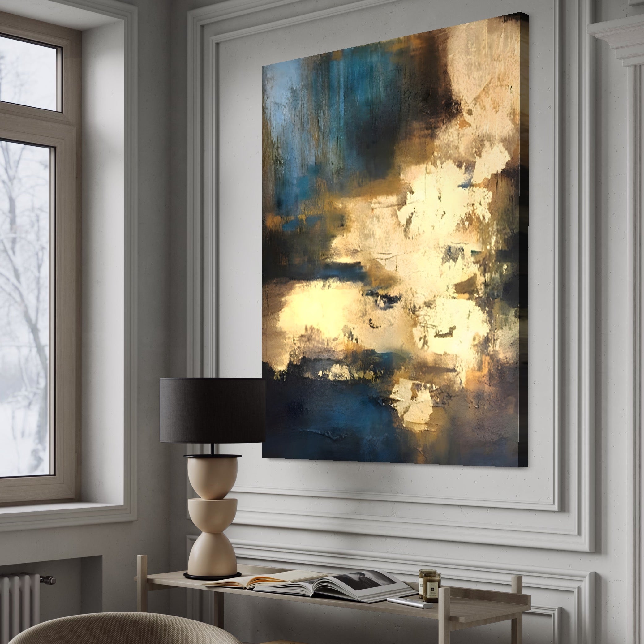 Tablou Canvas Premium LuxCanva® A1303, Abstract Gold, Living, Auriu, Abstract, Albastru, Dormitor, Culori Vibrante