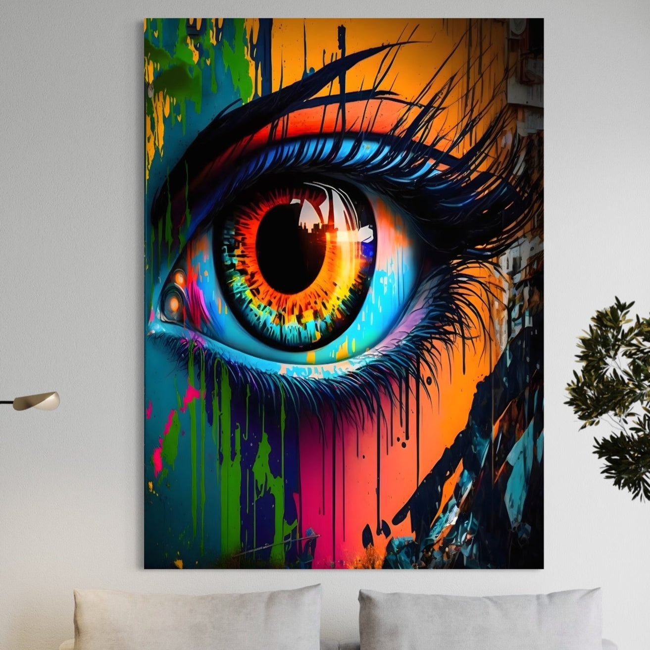 Tablou Canvas Premium LuxCanva® A1296, Colorful Eye, Living, Ochi, Multicolor, Graffiti, Dormitor, Culori Vibrante