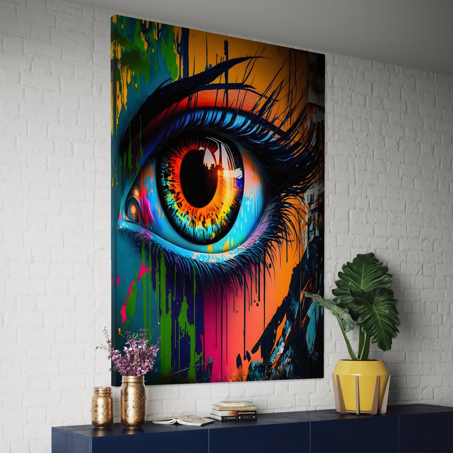 Tablou Canvas Premium LuxCanva® A1296, Colorful Eye, Living, Ochi, Multicolor, Graffiti, Dormitor, Culori Vibrante