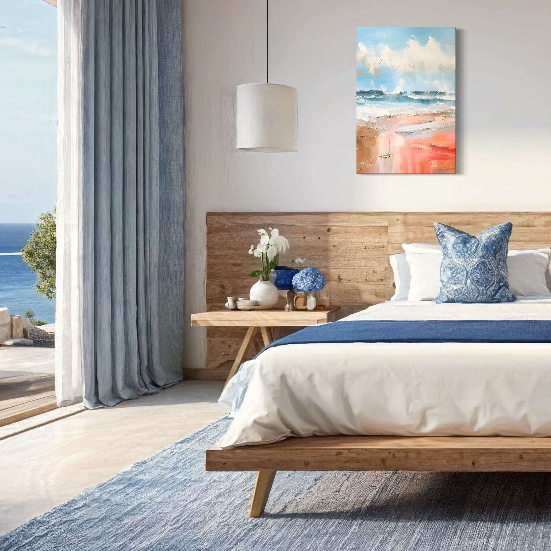 Tablou Canvas Premium LuxCanva® A1646, Sea Abstract , Dormitor, Decorativ, Plaja, Valuri, Living, Culori Vibrante