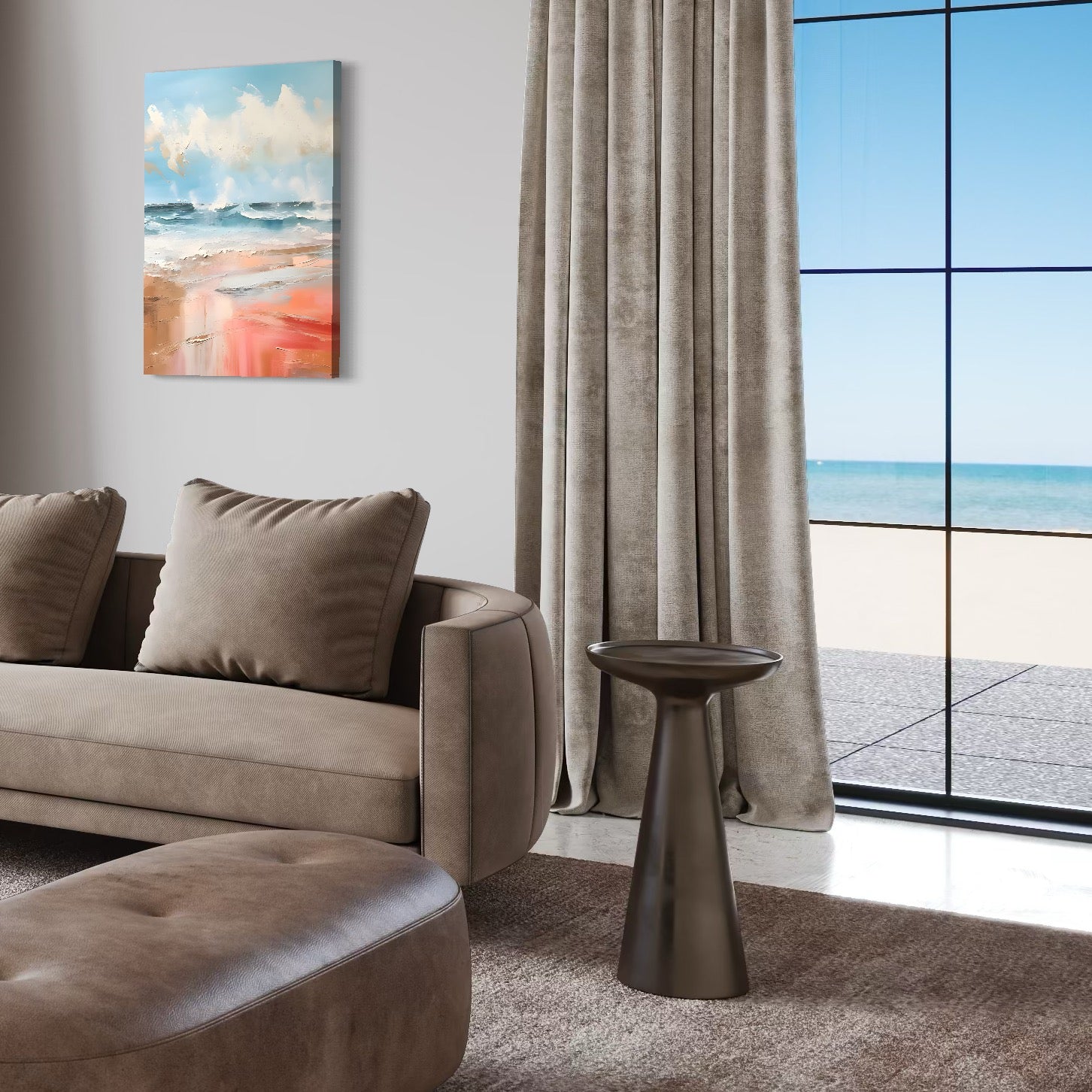 Tablou Canvas Premium LuxCanva® A1646, Sea Abstract , Dormitor, Decorativ, Plaja, Valuri, Living, Culori Vibrante