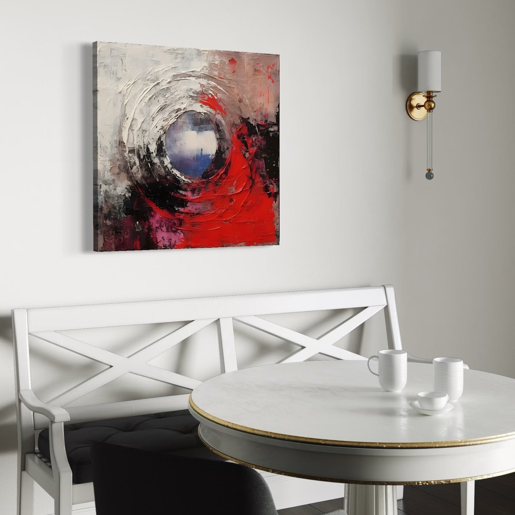 Tablou Canvas Premium LuxCanva® A1647, Atomul , Dormitor, Decorativ, Abstract, Rosu, Living, Culori Vibrante