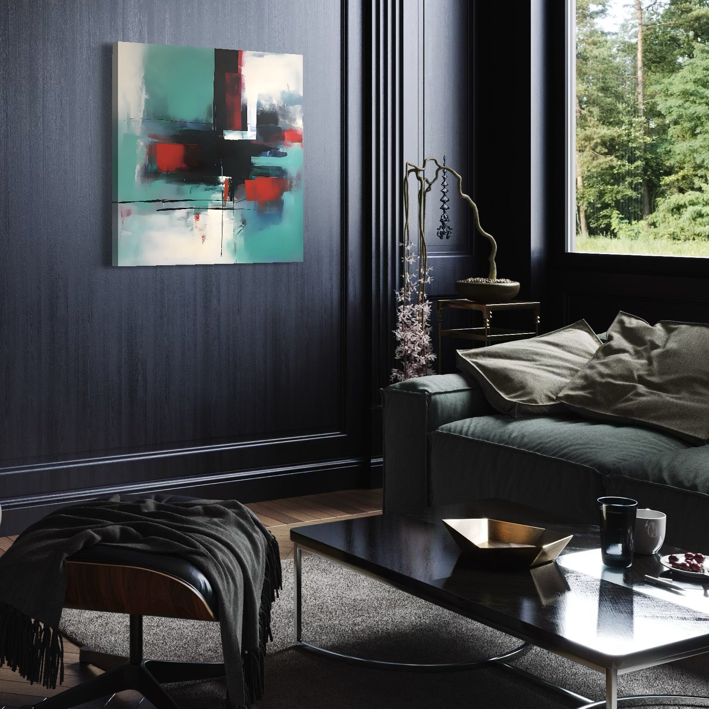 Tablou Canvas Premium LuxCanva® A1649, Painting Blue , Room, Cromatic, Abstract, Living, Culori Vibrante