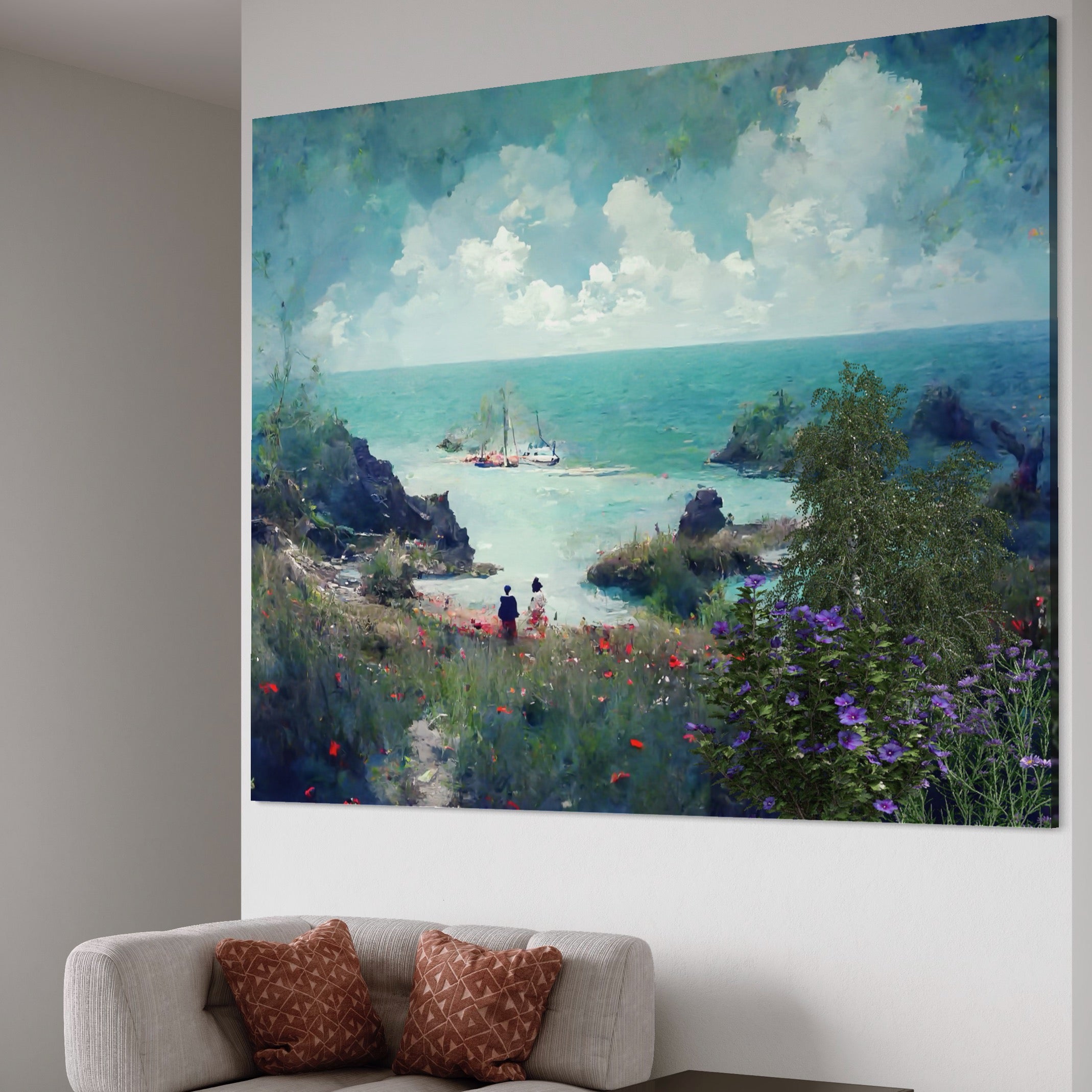 Tablou Canvas Premium LuxCanva® A1292, Blue Sky, Living, Vara, Cer, Oameni, Mare, Dormitor, Culori Vibrante