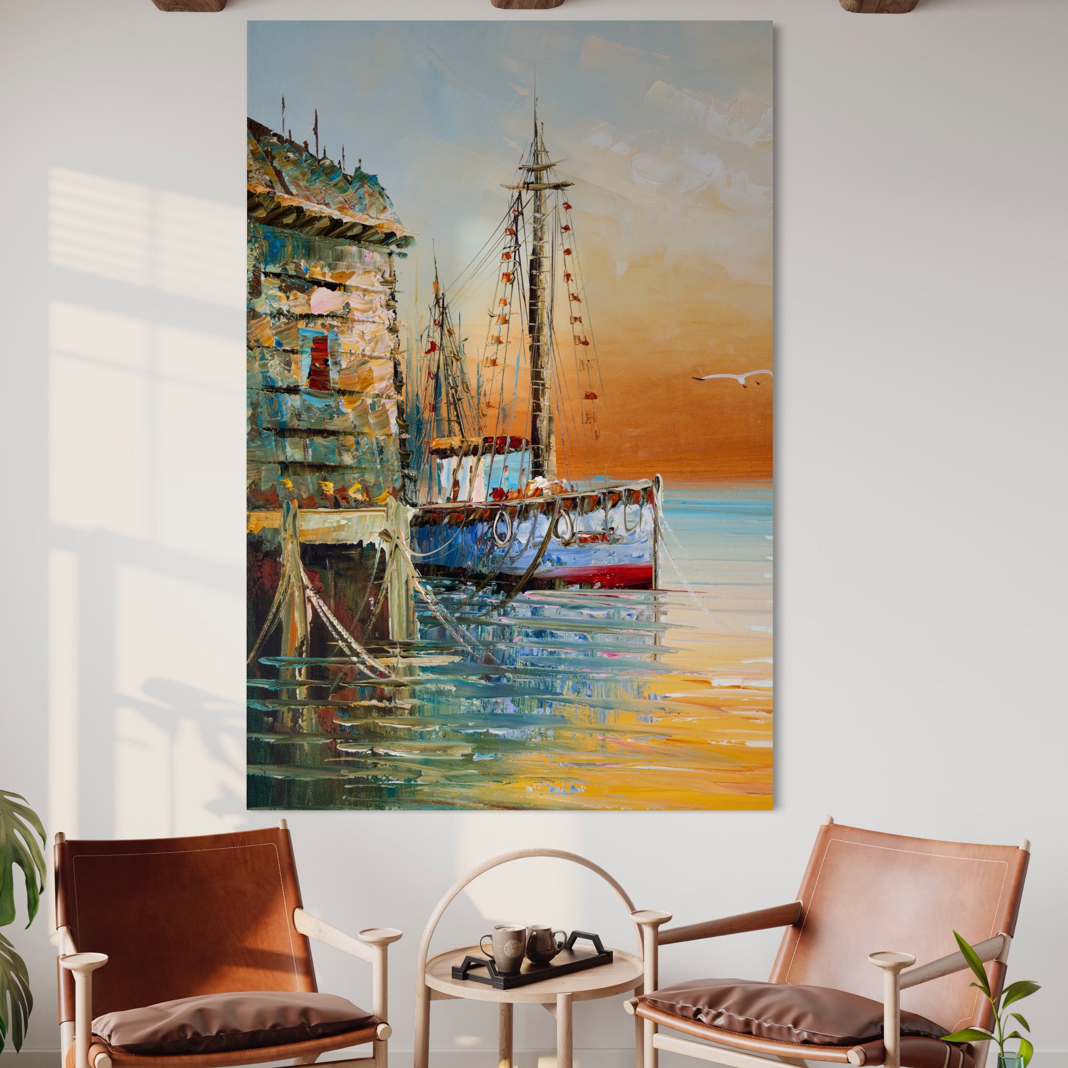 Tablou Canvas Premium LuxCanva® A1285, Old Boat, Living, Vapor, Port, Mare, Pasare, Dormitor, Culori Vibrante