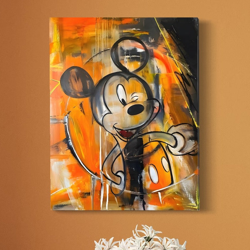 Tablou Canvas Premium, LuxCanva® C1024, Mickey Mouse Fericit, Culori, Mickey Mouse, Personaj Disney, Dormitor, Camera Copilului, Relaxare, Culori Vibrante